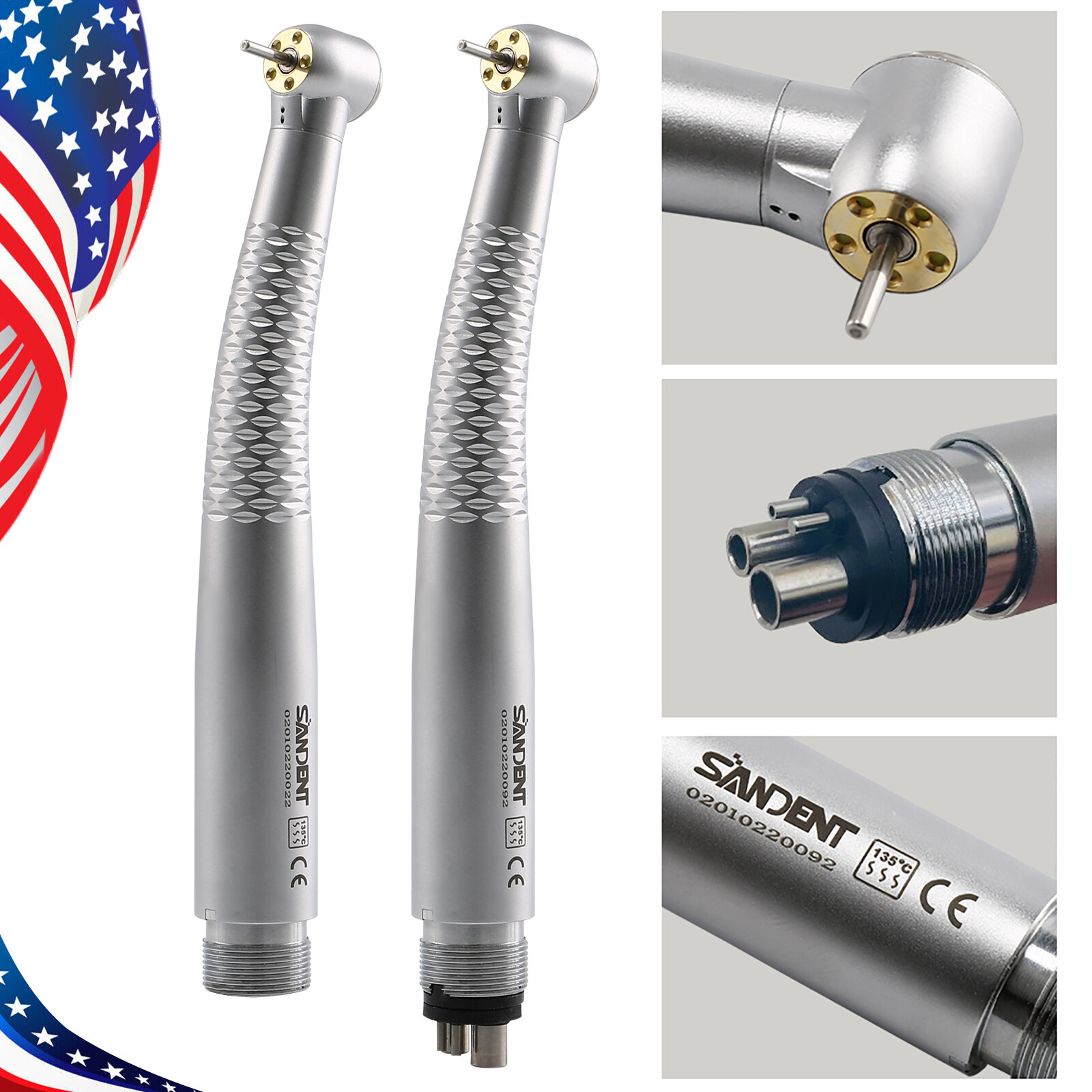 Dental High Speed LED E-generator Handpiece 1/5Lights Push Button 2Hole/4Hole ty