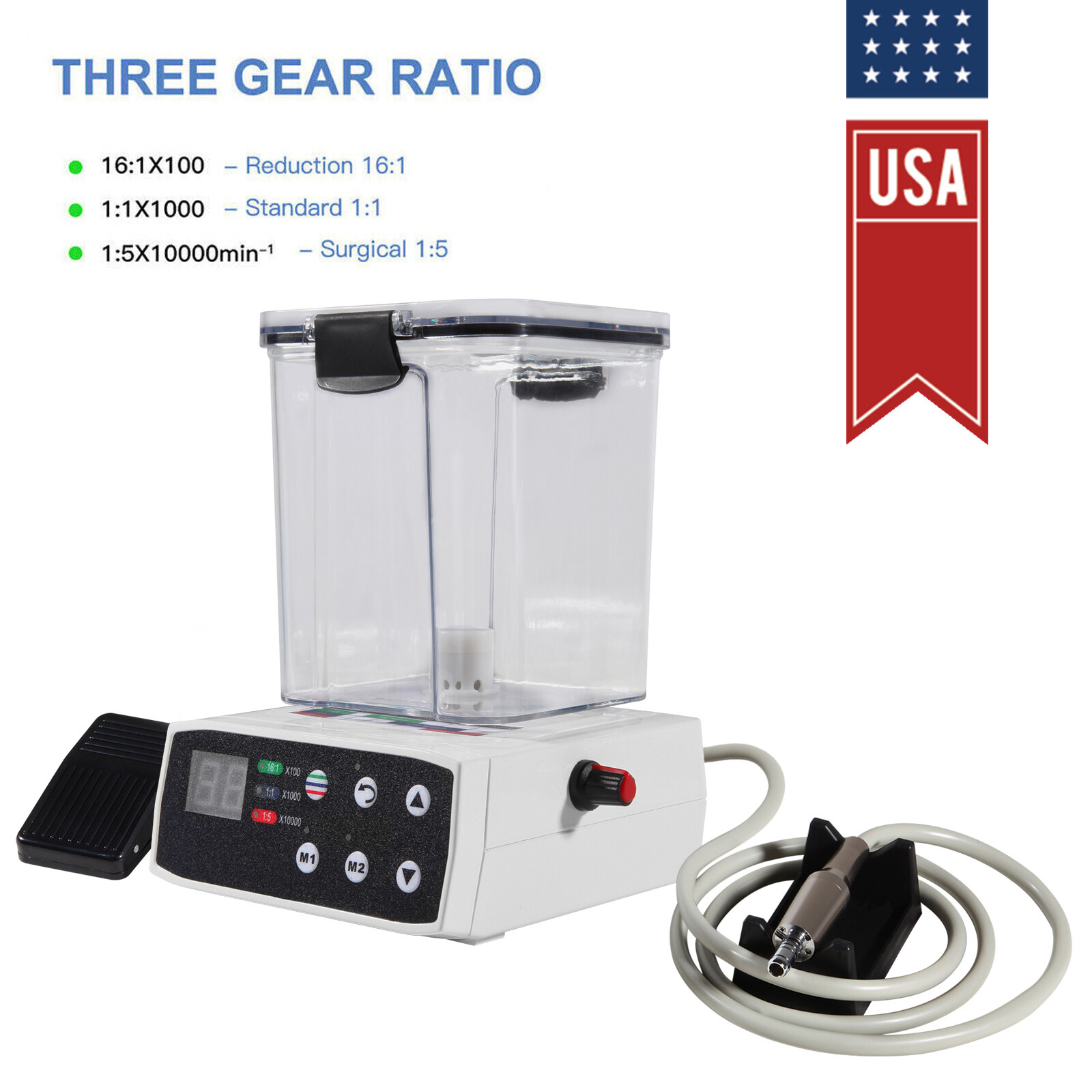 Dental Electric Brushless Micro Motor Water Tank/1:5/1:1 LED Optic Handpiece