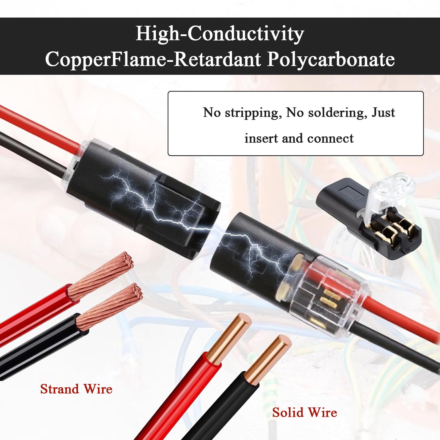 25-200PCS Double-Wire Plug-in Connector 2 Pin Led Light Strip Connectors New