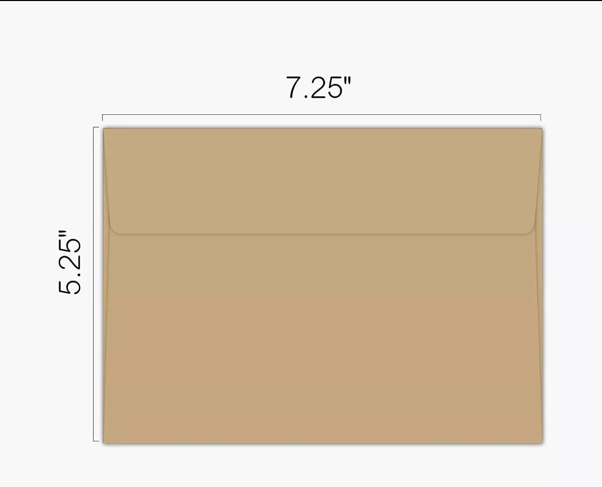 49 Pack Brown Kraft Paper Invitation 5.25”x7.25” Envelopes Greeting Card Photo