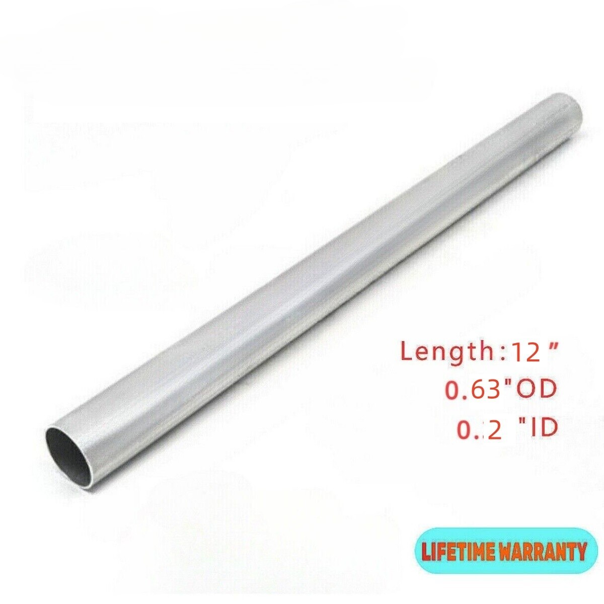 0.63″ OD X 0.2″ ID X 12″L Aluminum Round Tube Seamless Straight Pipe 12″L