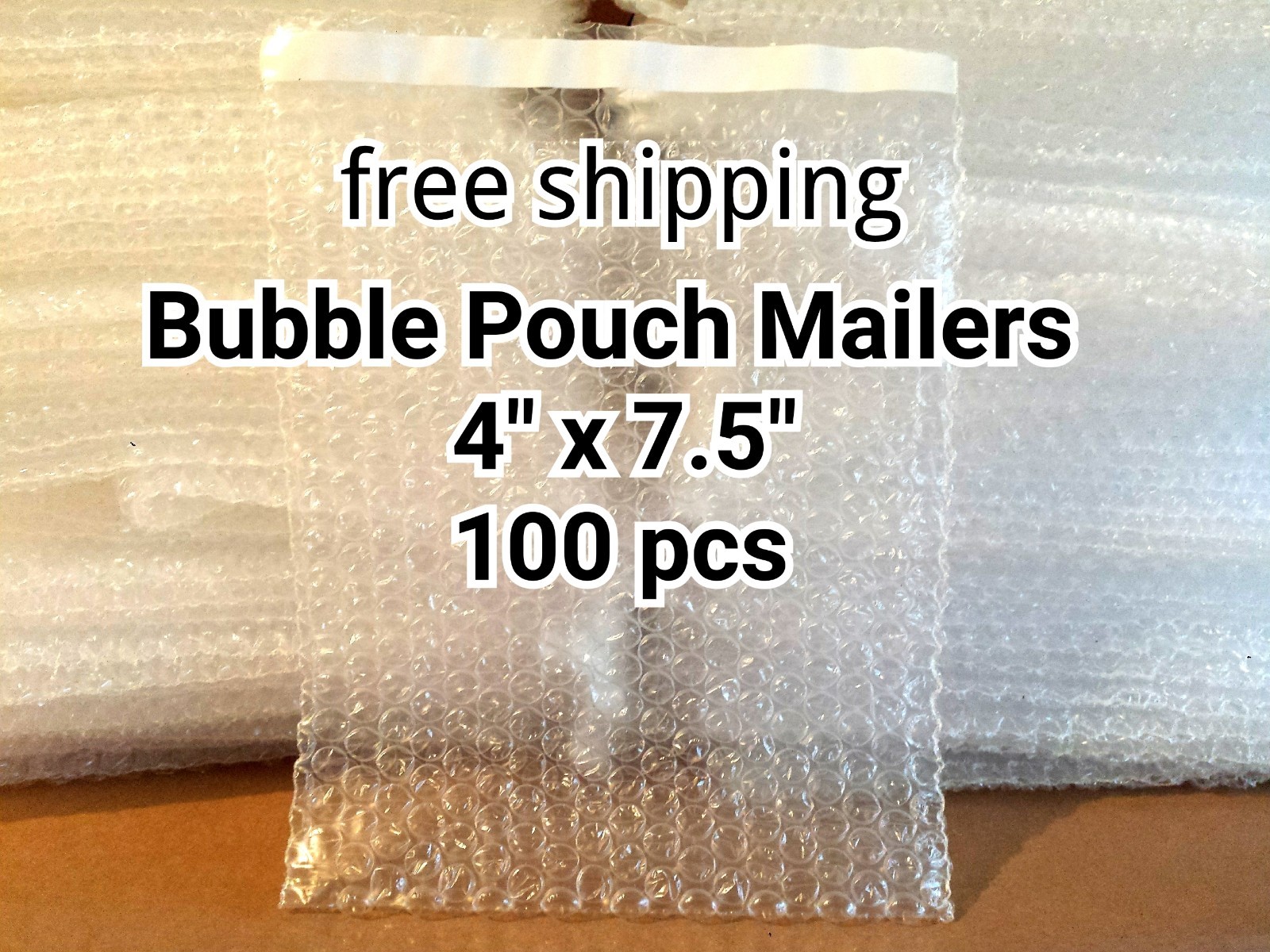 Lots of 100 4″ x 7.5″ BUBBLE OUT BAGS POUCHES SELF SEAL MAILERS BAGS WRAP CLEAR