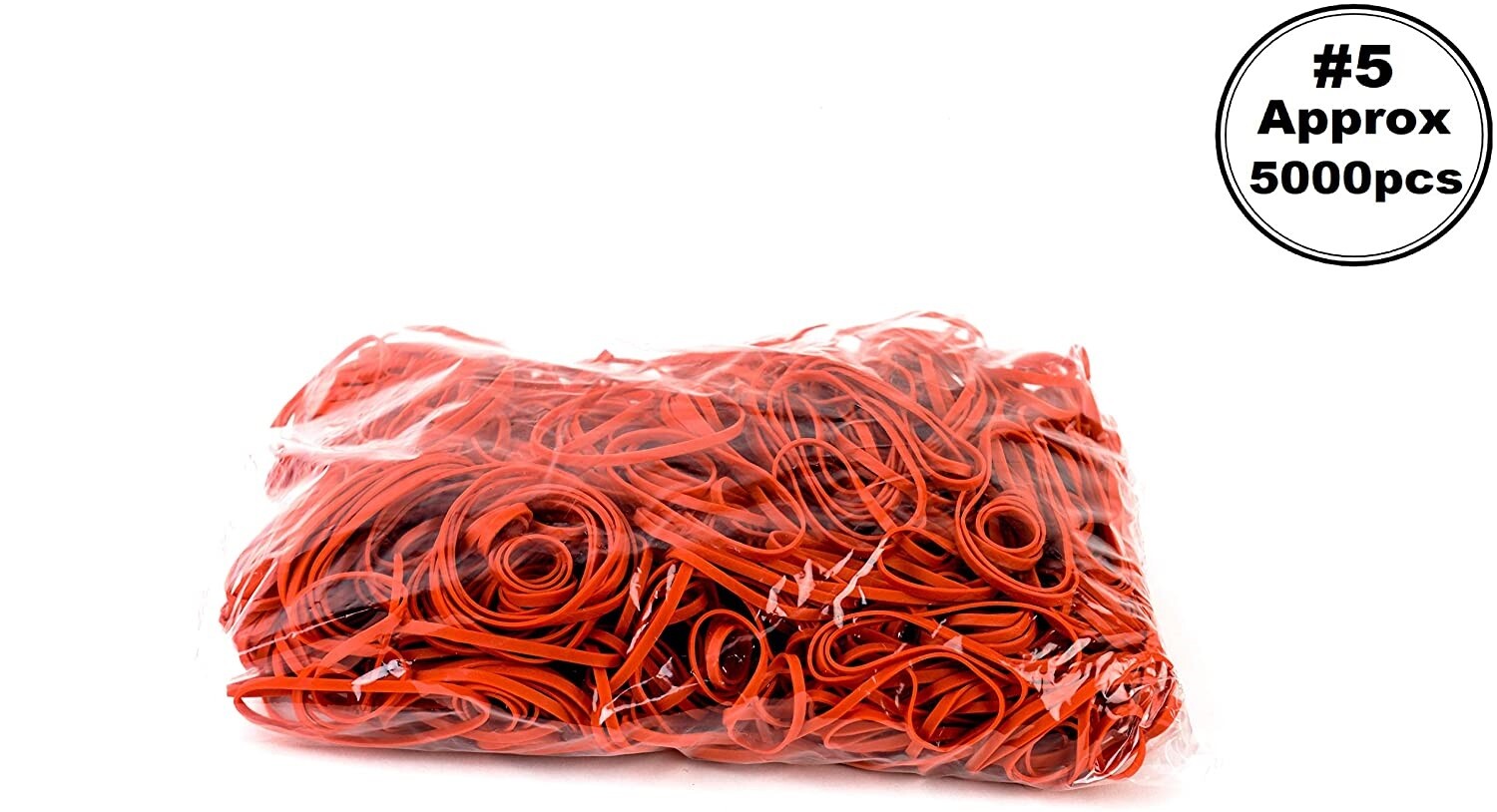 5000 Pack – Size #5 Rubber Bands RED (7/8 x 1/16 inches) (1000 Pcs per Box)