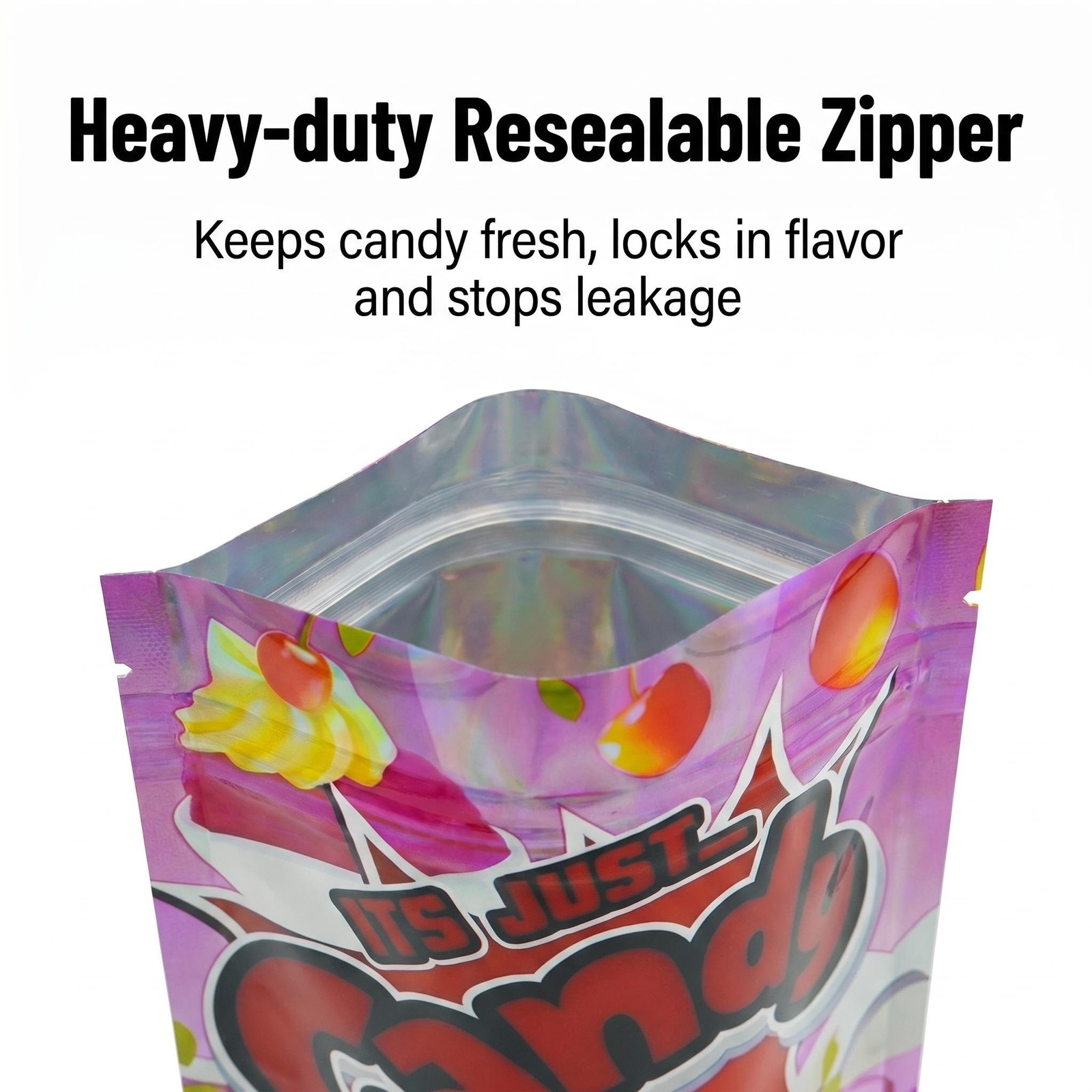 3.5g 100pcs Mixed Holographic Design Mylar Bags Smell Proof Resealable Pouches