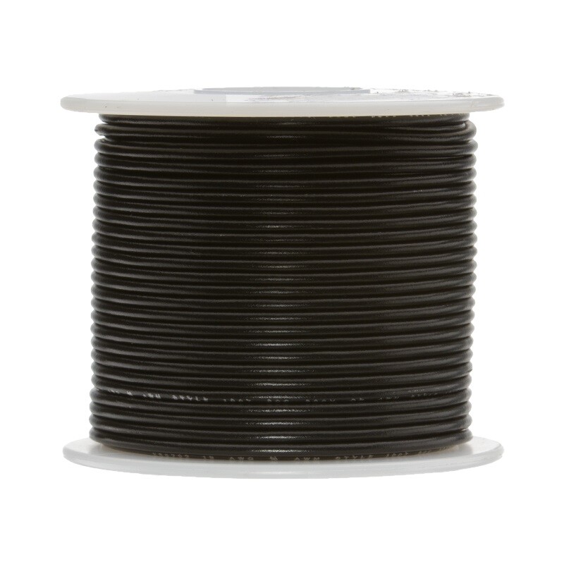 28 AWG Stranded Hook Up Wire, Black, 100 ft, 0.035″ Dia, UL1061, 300V