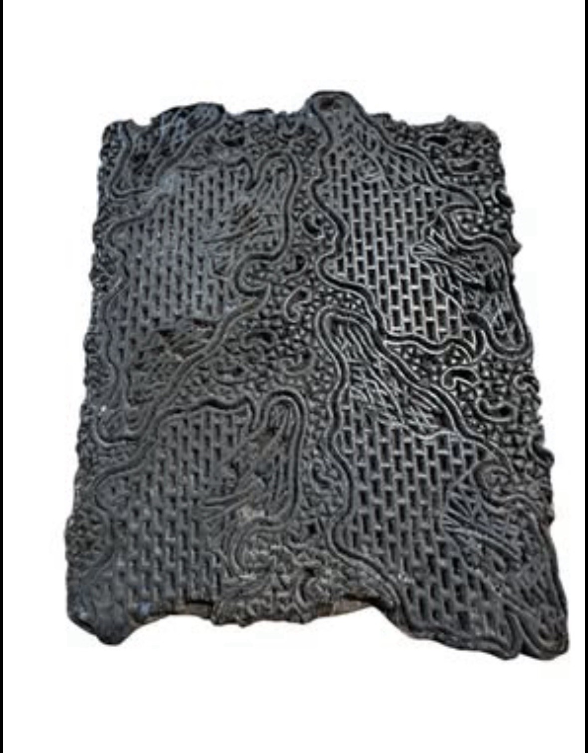 Vintage Textile Printing Block Hand Carved Wood Benares India Textile Stamp