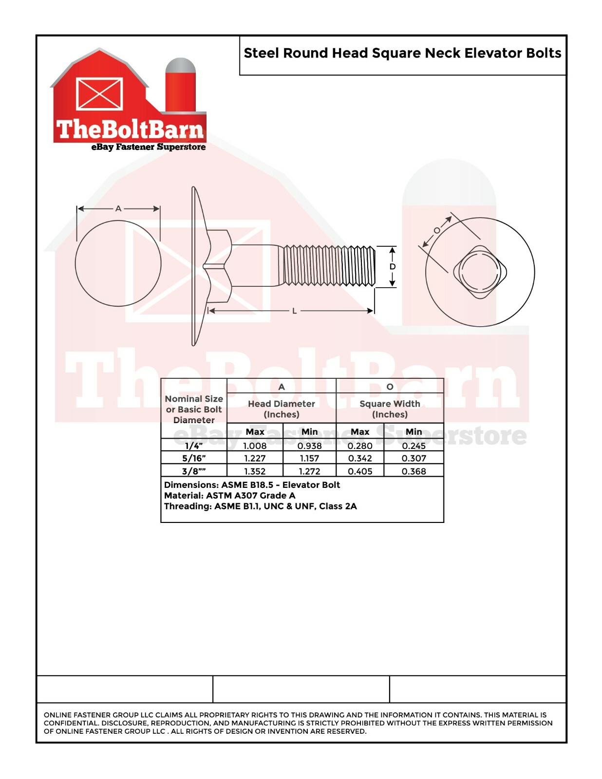 5/16″-18 Round Head Square Neck Elevator Bolts Grade 2 Zinc (Pick Length & Qty)