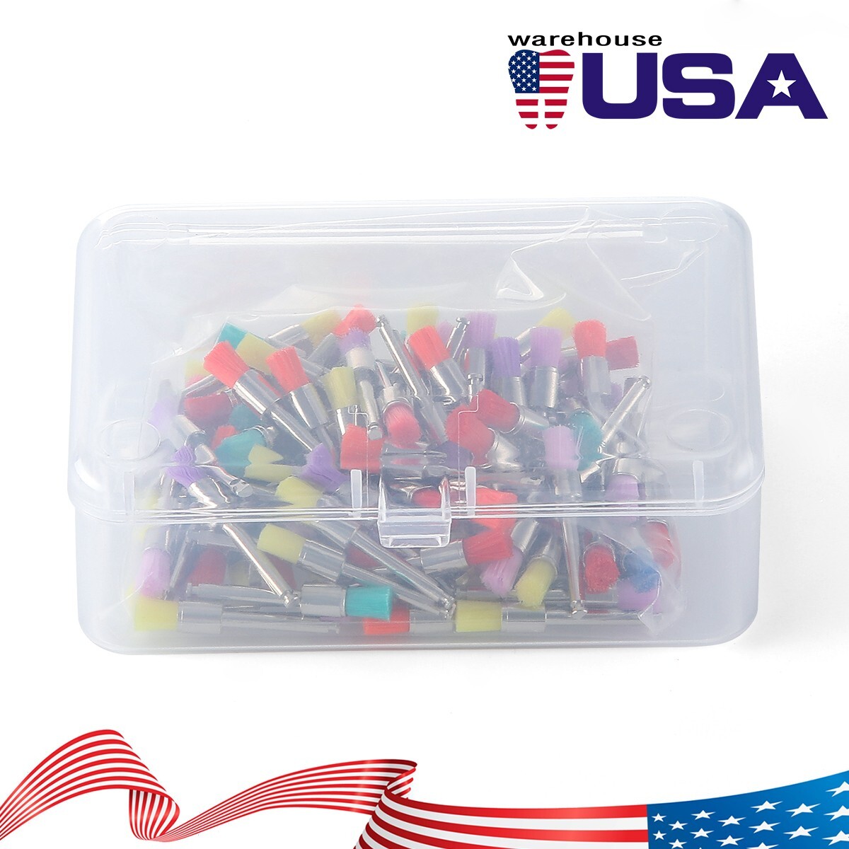 100pcs de cepillos de pulido de nailon dental Copas profilácticas RA tipo plano