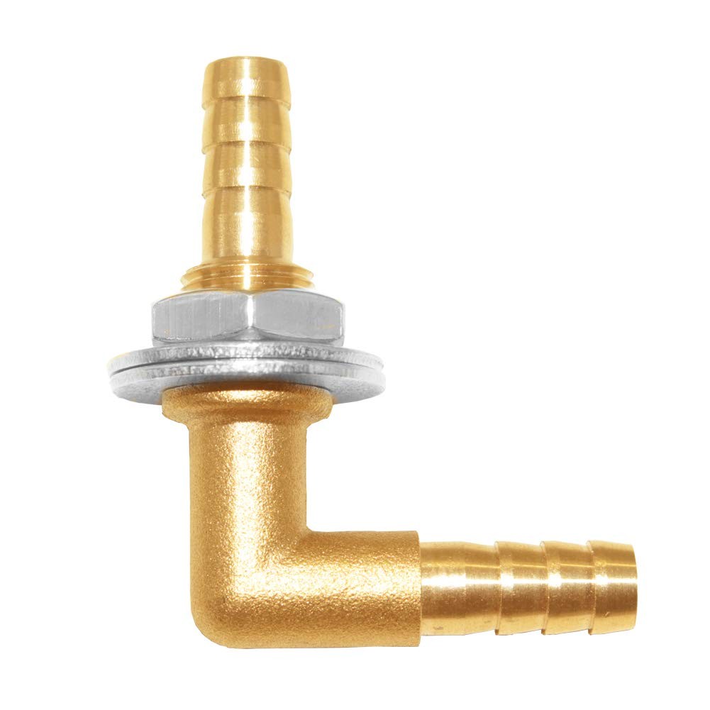 Joywayus 5/16 x 5/16 Hose Barb Thru-Bulk Head Hex Union 90 Degree L Right Angle