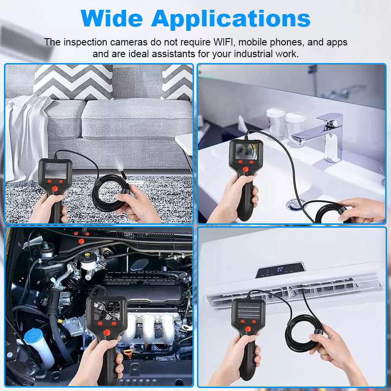 Industrial Endoscope Camera 2.4″ IPS HD 1080P 8mm Lens Pipe Sewer Inspection