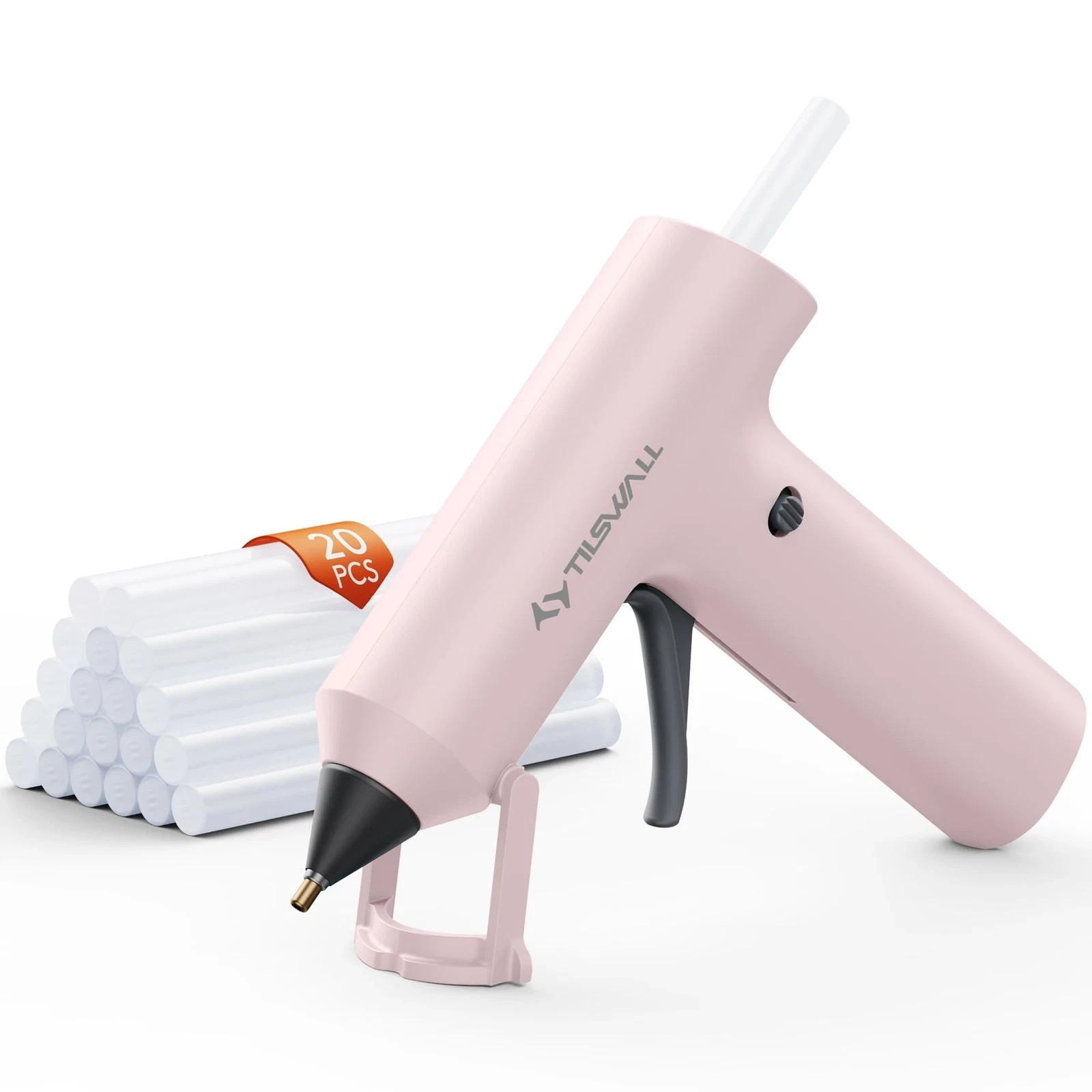 Tilswall Cordless Hot Glue Gun, Fast Preheating, 2000mAh Battery, 20 Glue Sticks