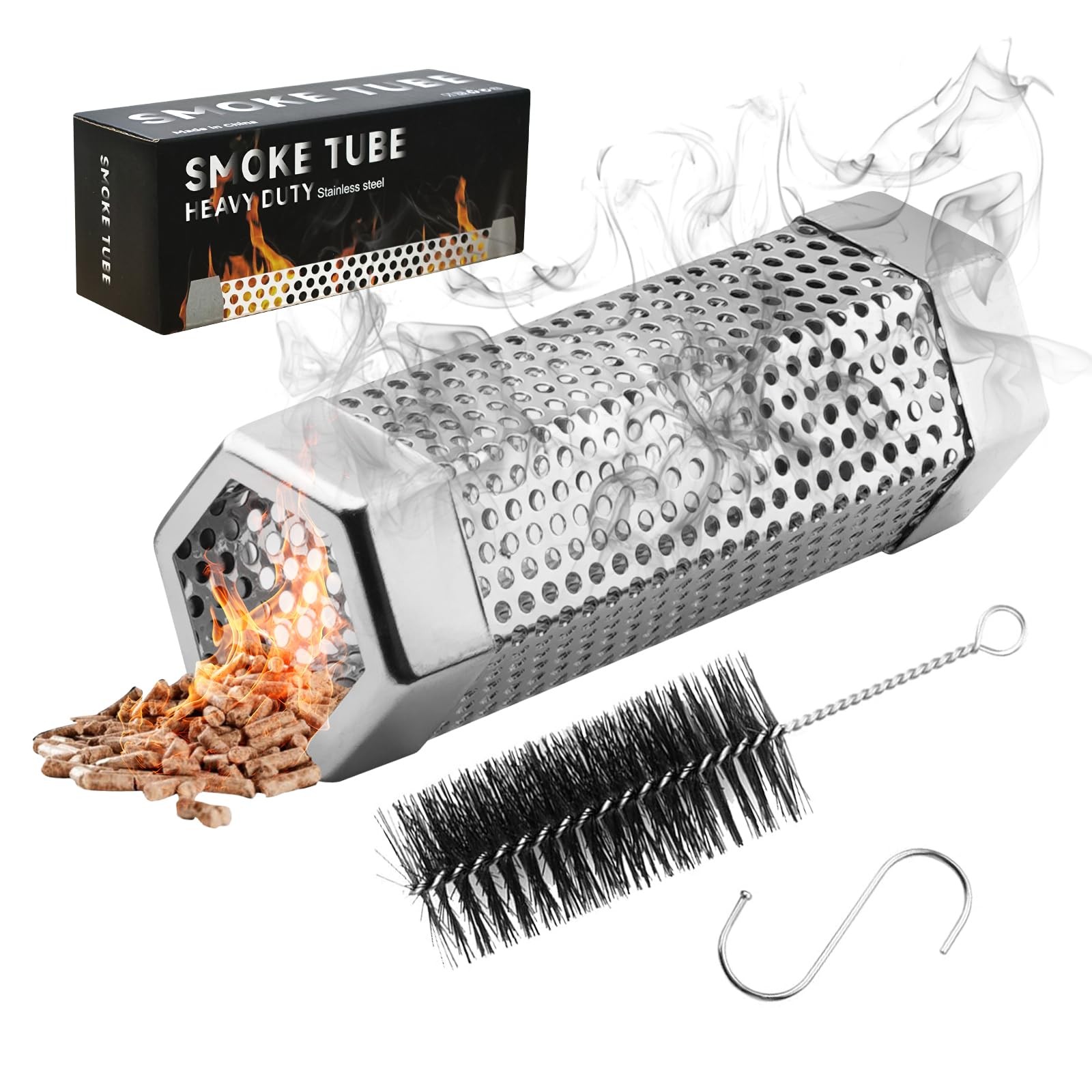 SHIKORI Smoker Tube, Stainless Steel Pellet 6.1*2.16*1.96 in, 6 in