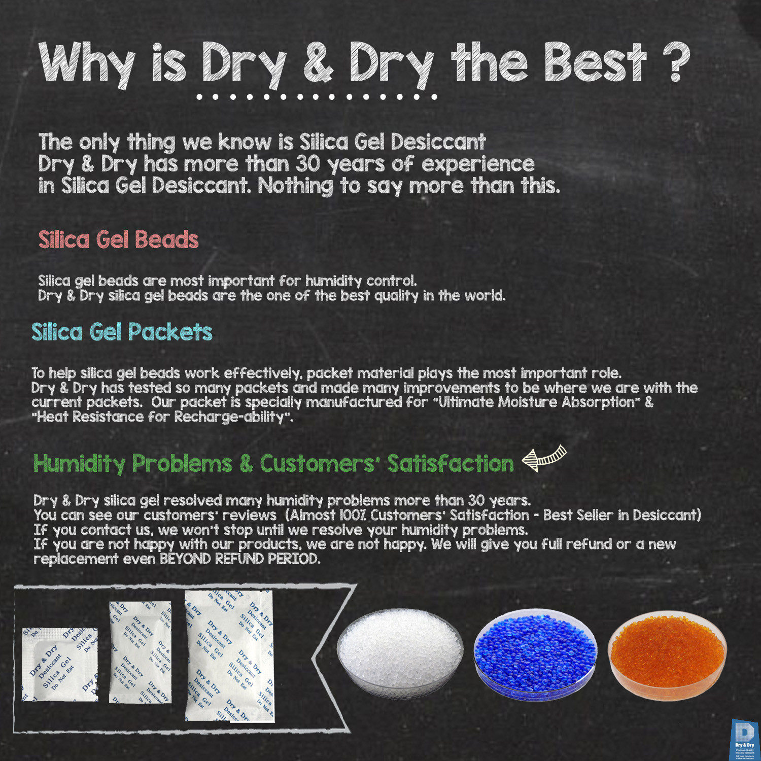 100 gram X 7 PK “Dry & Dry” Food Grade Orange Indicating Silica Gel Packets