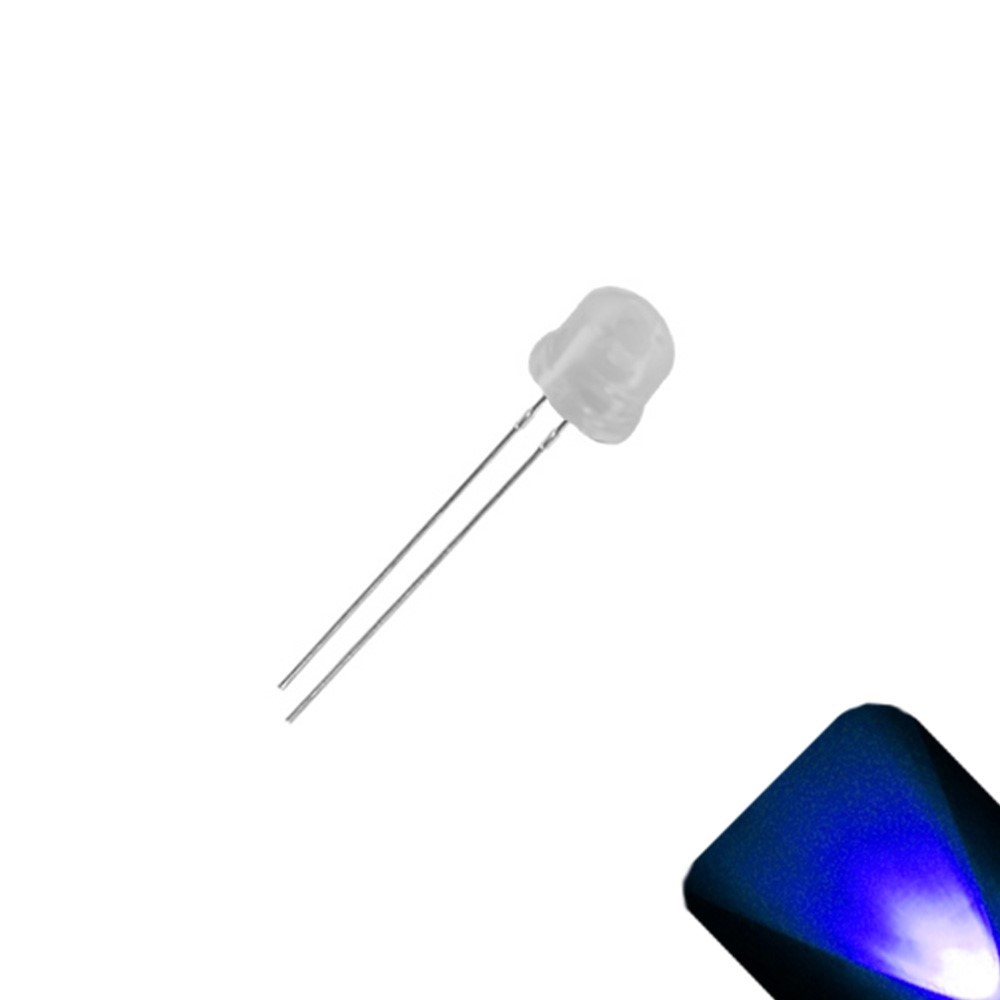 5 x 5mm / 4.8mm Diffused Straw Hat Frosted Lens LED Blue Ultra Bright Wide Ang
