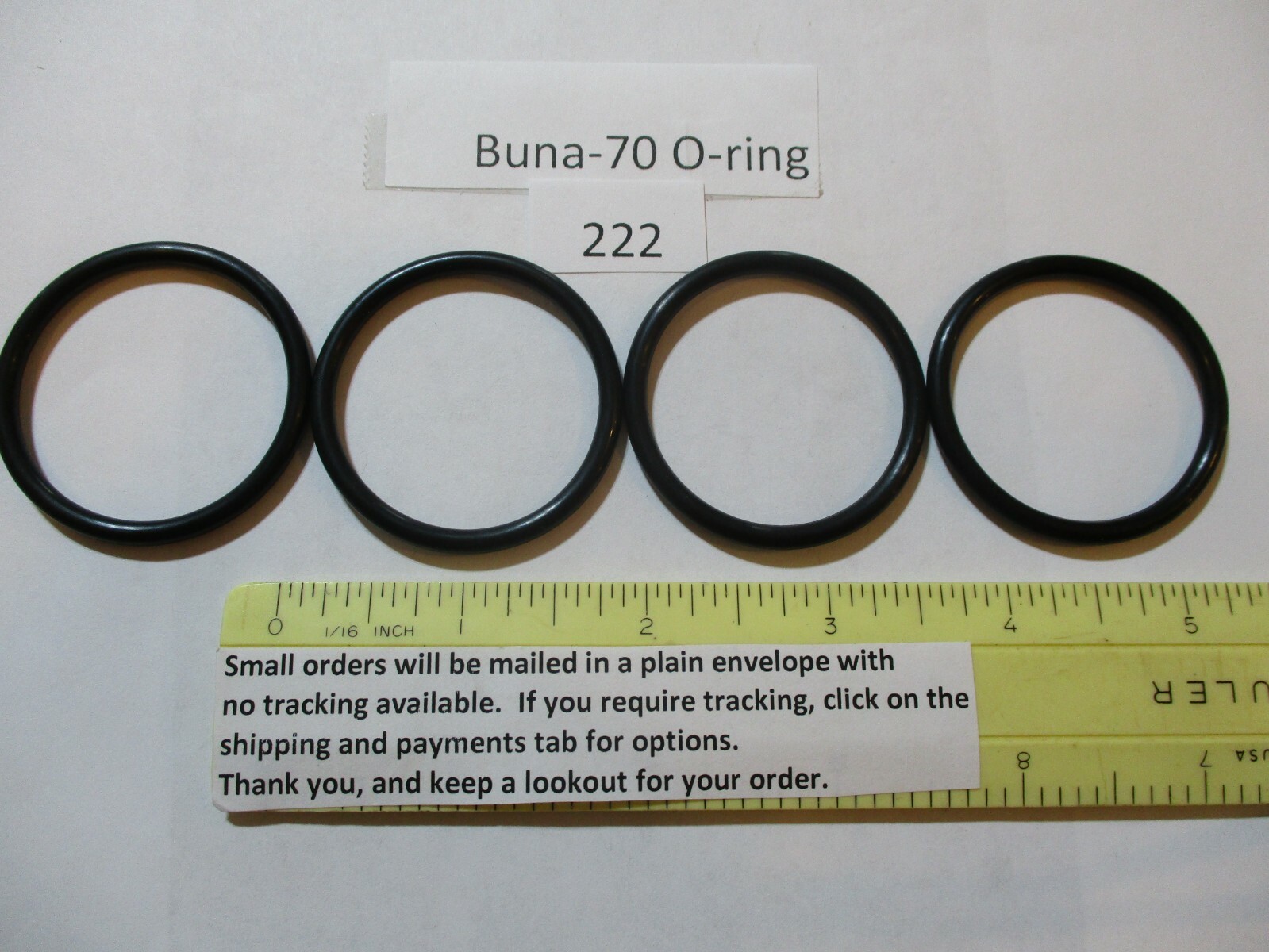 222 O-ring 1-1/2″ ID x 1-3/4″ OD x 1/8″ thick. Buna-70. Quan 4.