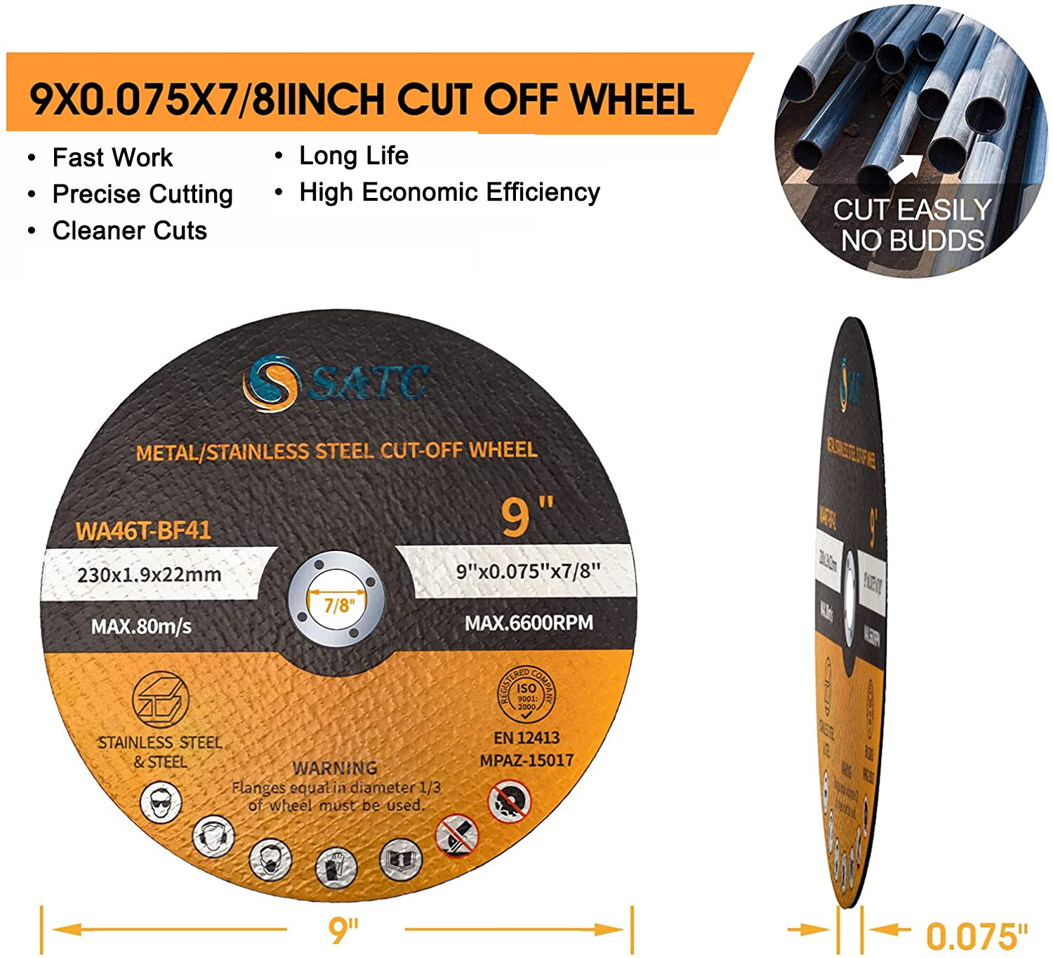 25PCS 9 inch Cut Off Wheel Metal Stainless Steel Cutting Disc for Angle Grinder