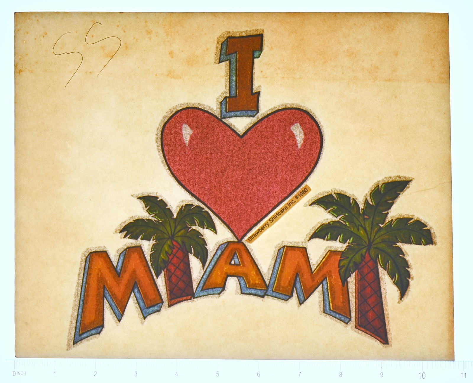 Original VINTAGE 1970s Heat Transfer | I Love Miami Palm Trees Design