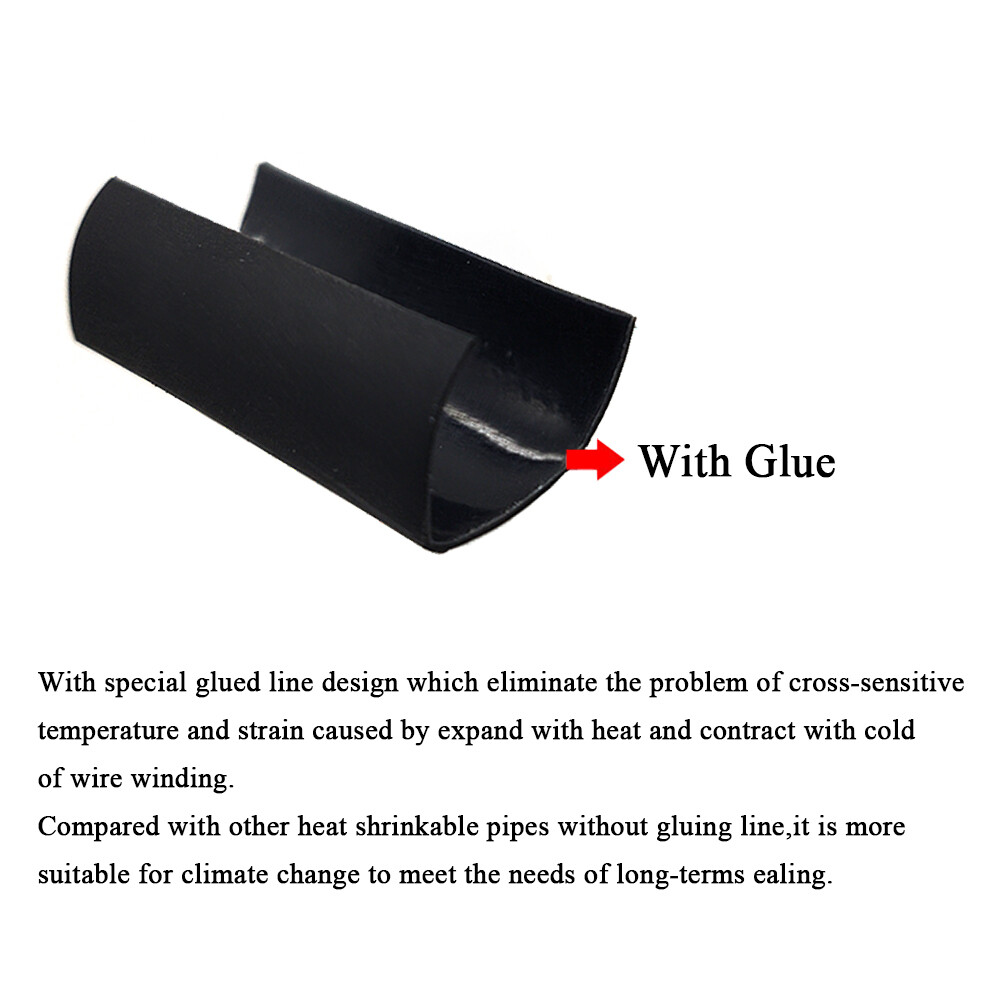 4:1 Heat Shrink Tubing Tube Black Glue Waterproof Dual Wall Wires Wrap