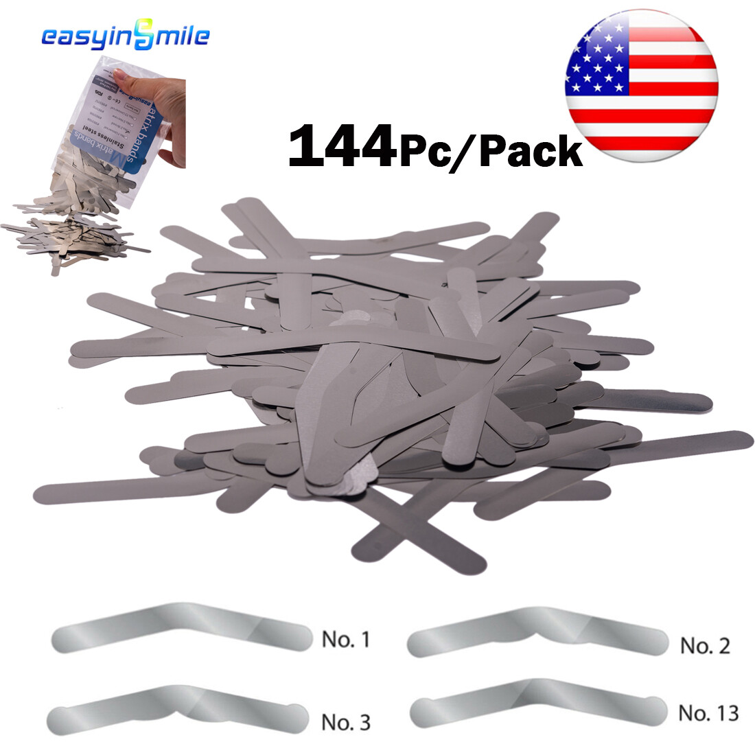 144Pc Dental Universal matrix bands Tofflemire Stainless Steel Matrices .0015 US