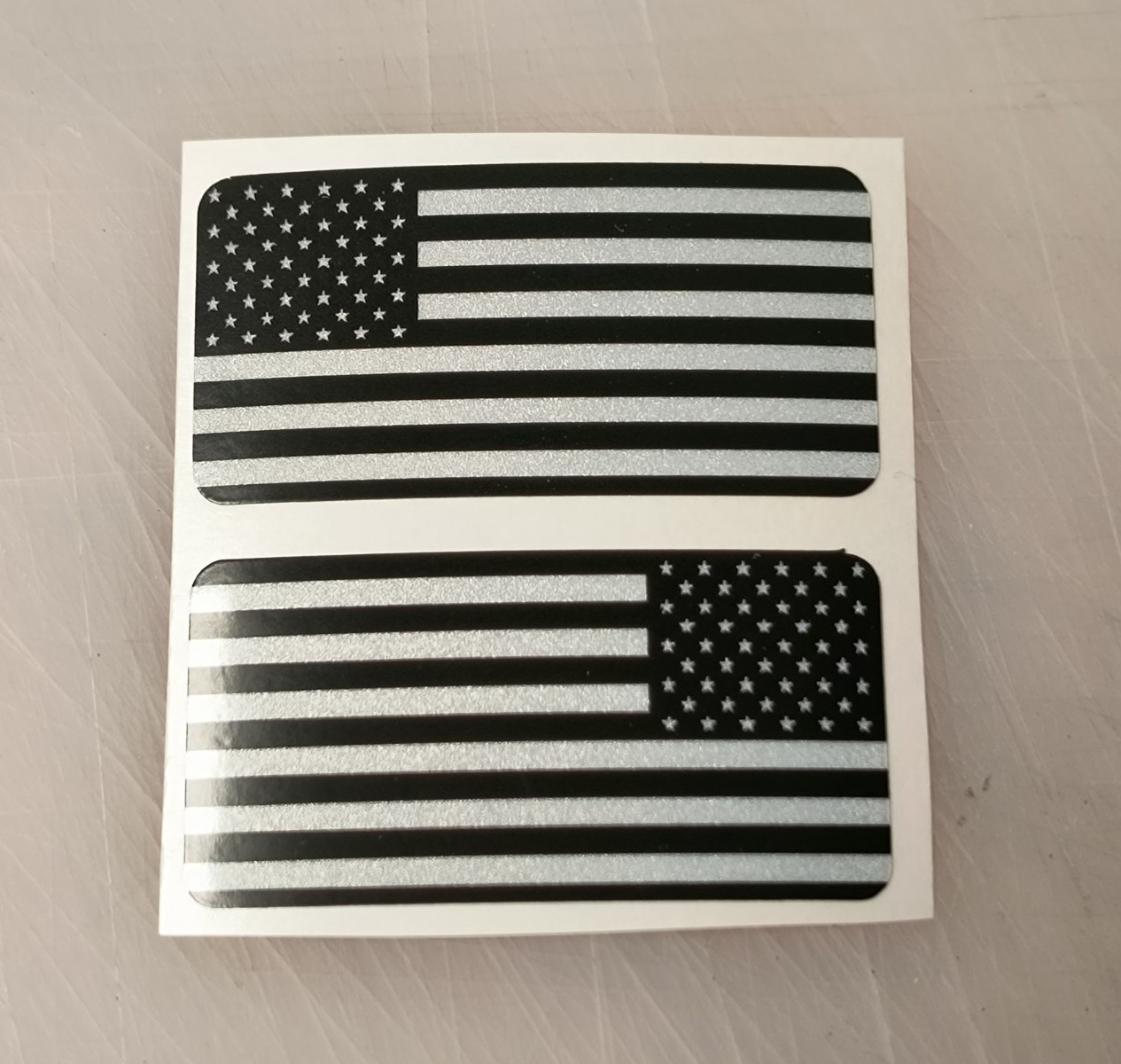 REFLECTIVE 1″x2″ American Flag Hard Hat Helmet Decals Stickers Flags USA Gray