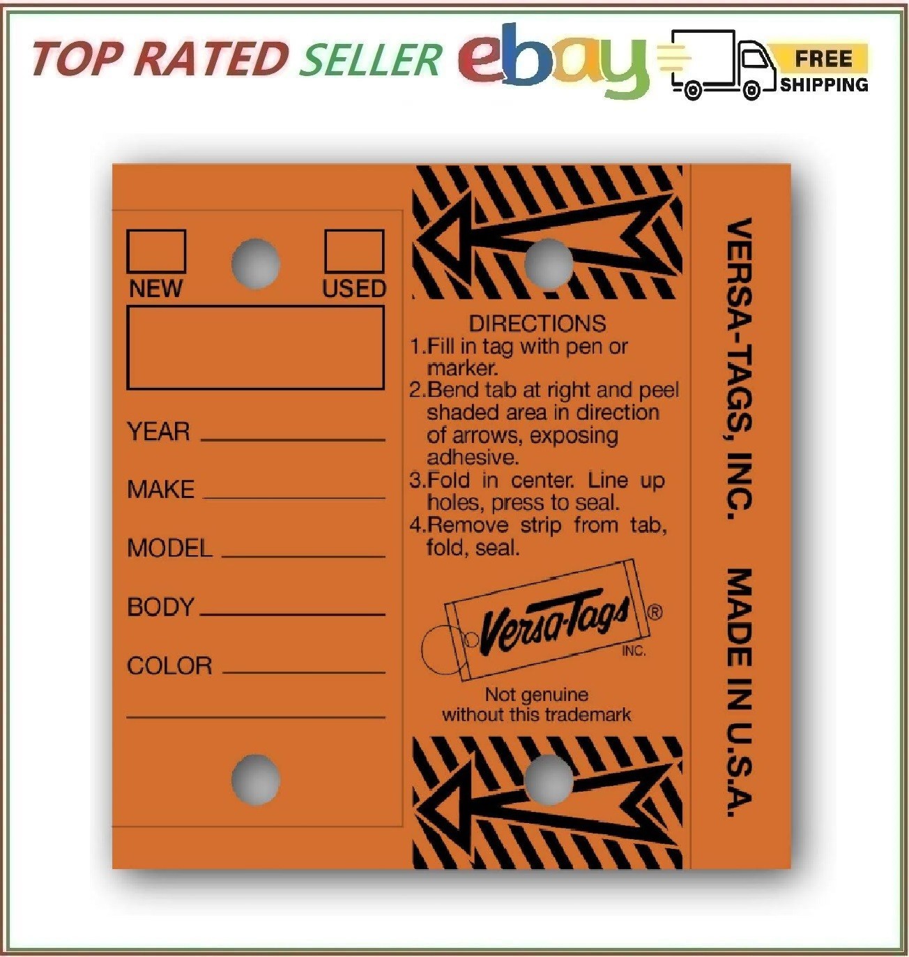 Versa-Tags Genuine Key Tags (Half-Pack) 125 Key Tags & Key Rings per Box (Ora…
