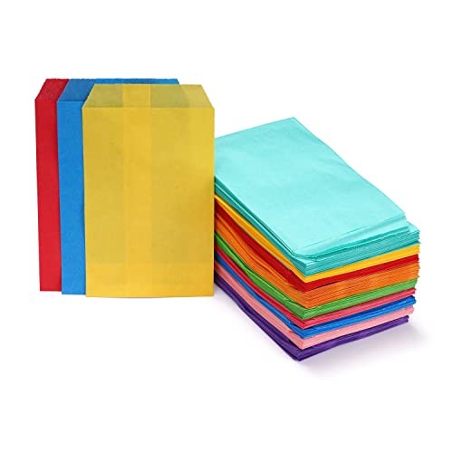 100 PCS Sky Blue Flat Medium Greaseproof Paper Bags 5×7 Inch 13×17.8cm Bakery