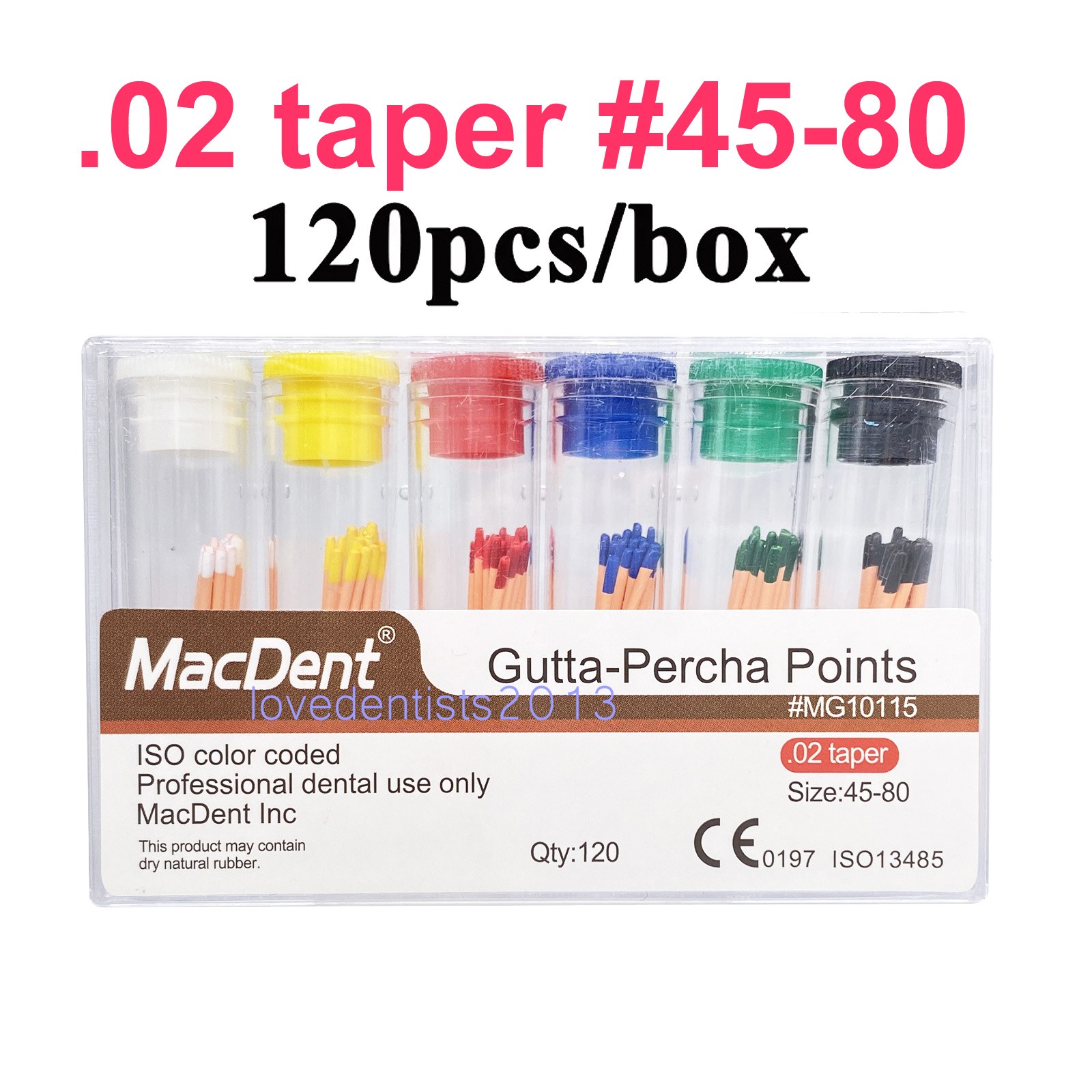 60/120pcs Dental Gutta Percha Points Full Taper 0.02/0.04/0.06 Size 15-40 45-80