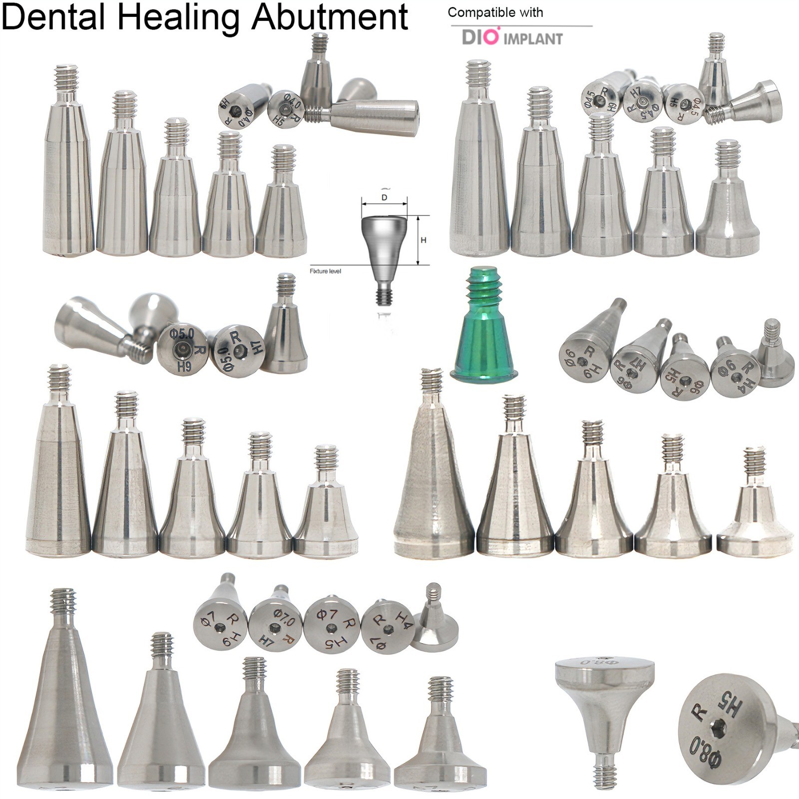 Dental DIO UFII Regular Straight Healing Abutment Impression Coping Zest locator