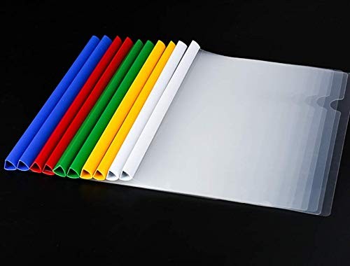 Clear Report Covers with Solid Color 14mm Sliding Bar 10 pcs, Solid-white