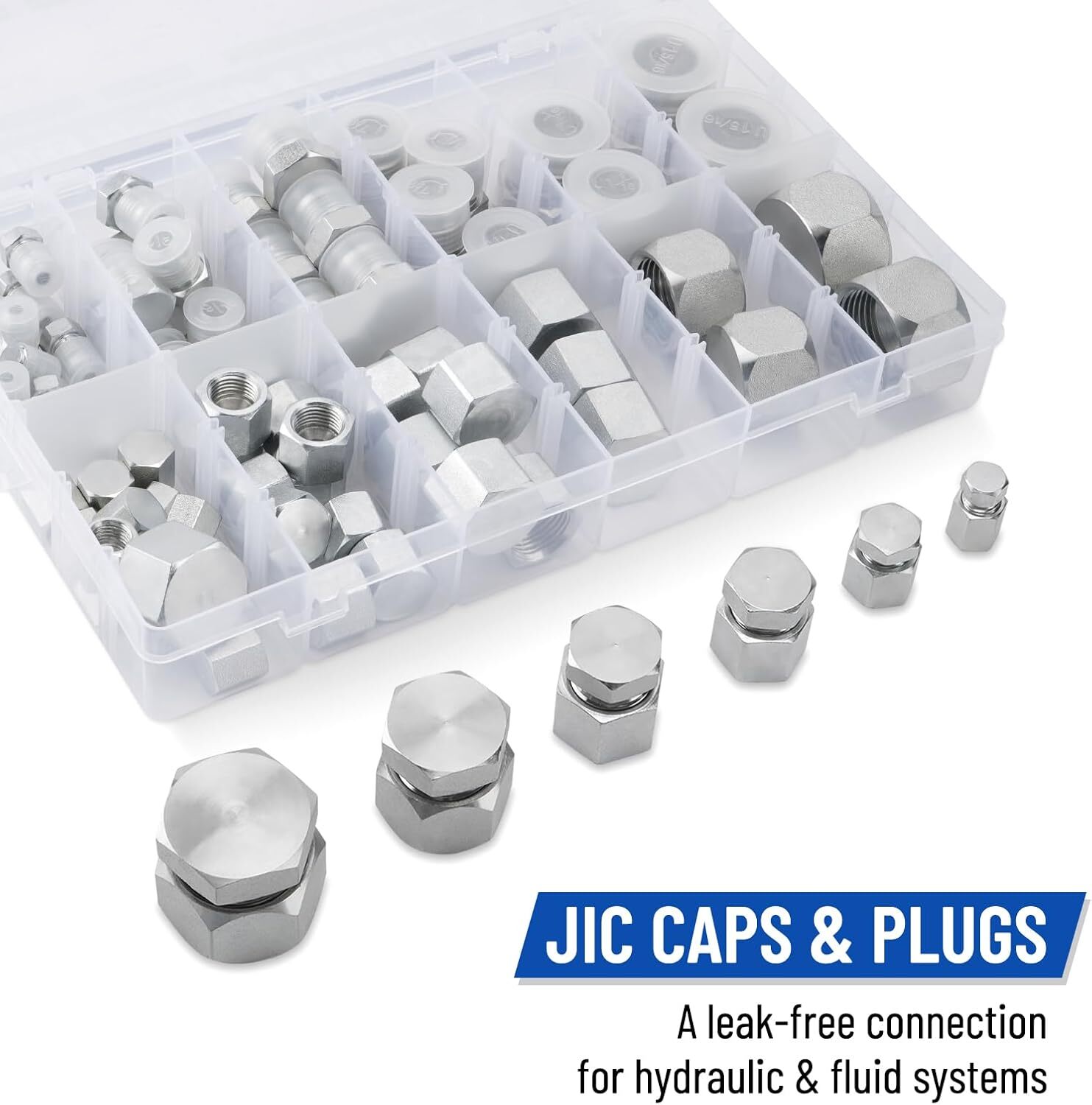 144 in 1 JIC and ORFS Hydraulic Cap and Plug Hose Tube and Pipe Cap and Plug Kit