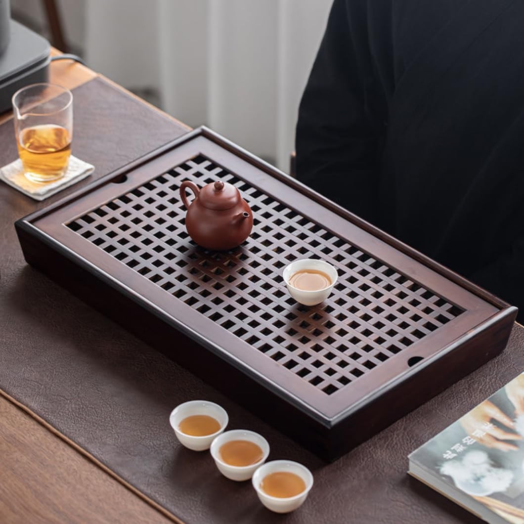 X-Large 19 Inch Bamboo Chinese Gongfu Tea Ceremony Tray with Drain Drainage T…