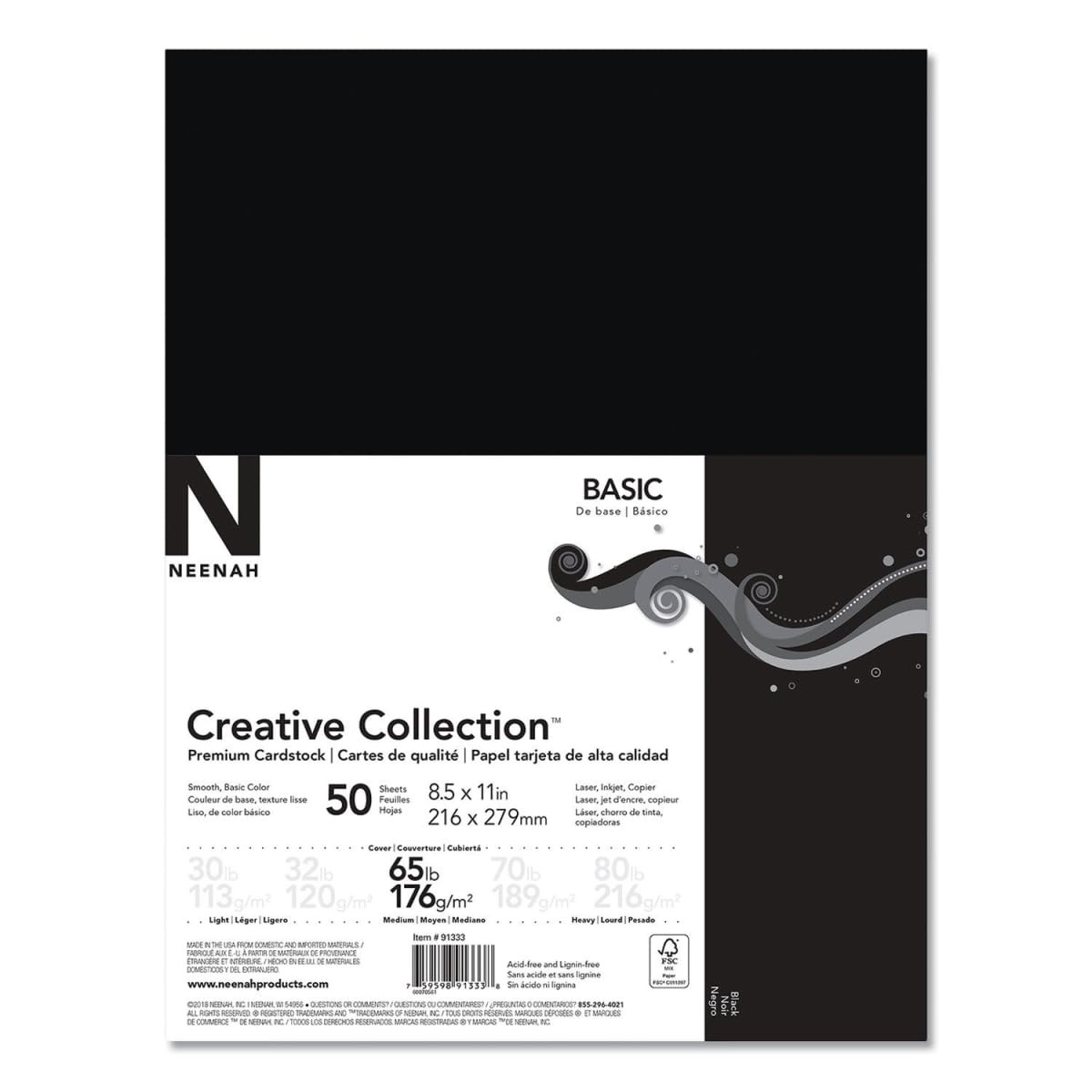 Neenah Paper Creative Collection 65 lb. Cardstock 8.5-inch x 11-inch, Black