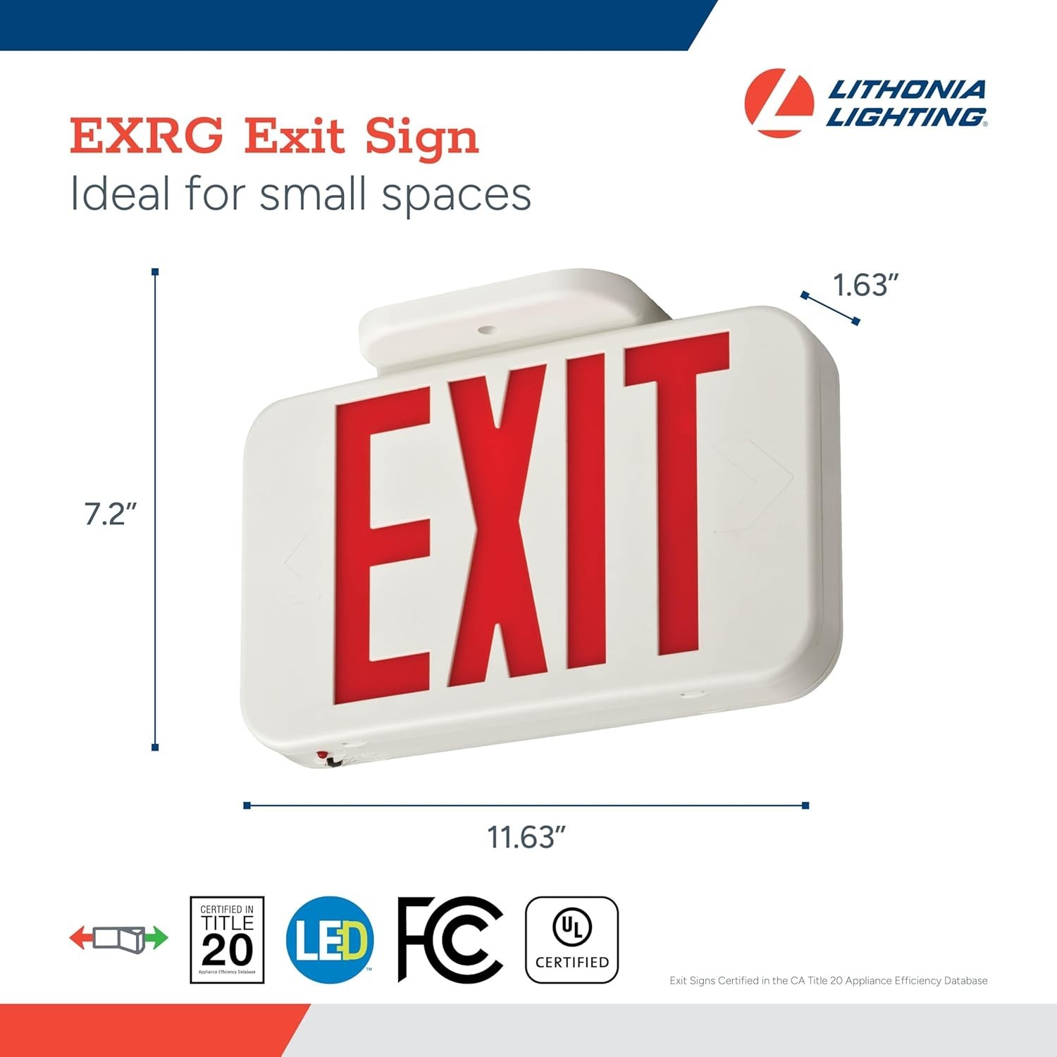 LED Exit Sign – Switchable Red & Green, Thermoplastic Design, Listed