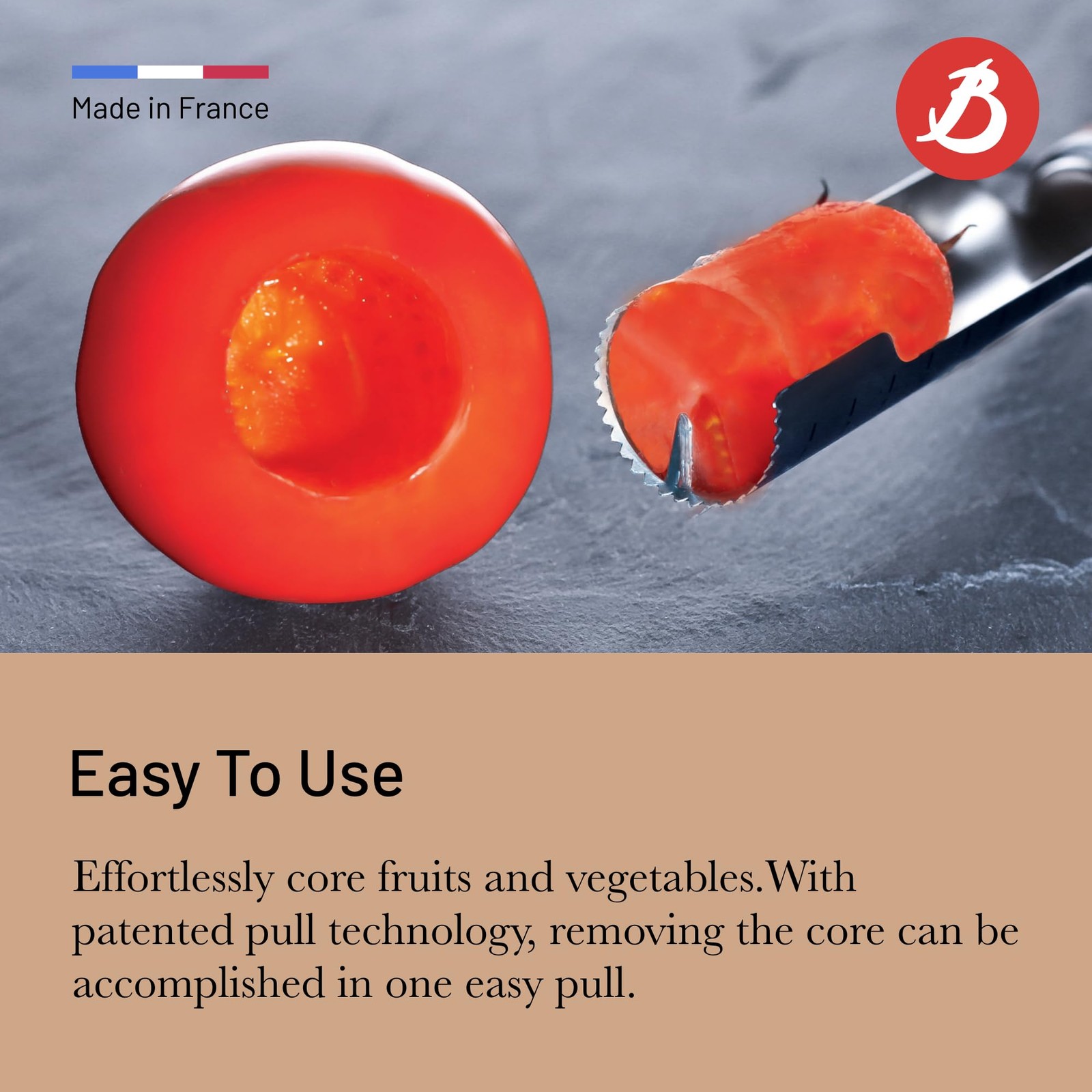 De Buyer Universal Core Concept Manual Corer Red – 1 – Serrated Stainless Steel
