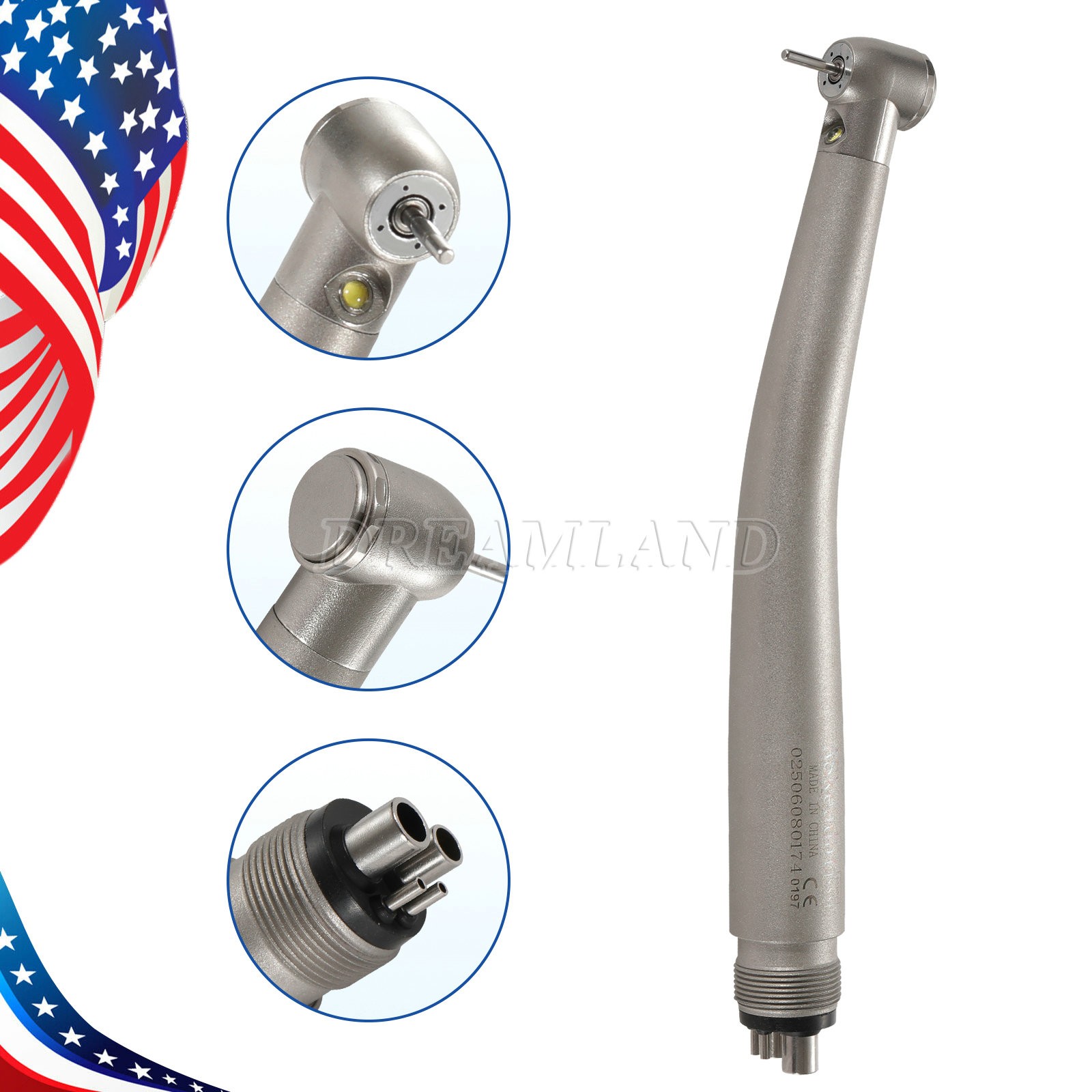 Dental LED integrate E-generator High Speed Handpiece 4 Hole Push 4Water Spray