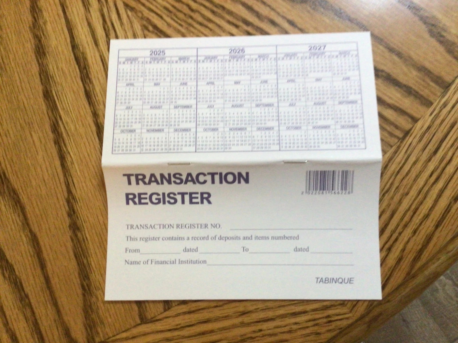 1 [ ONE ] “Easy To Read Register” for Personal Checkbook; 2025 – 2026 – 2027