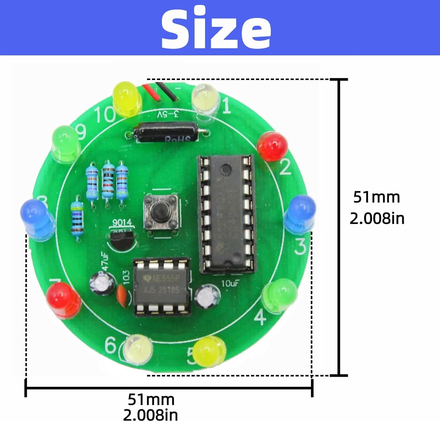 2PCS Soldering Practice Kit CD4017 NE555 DIY Lucky Wheel LED Light Circuit Board