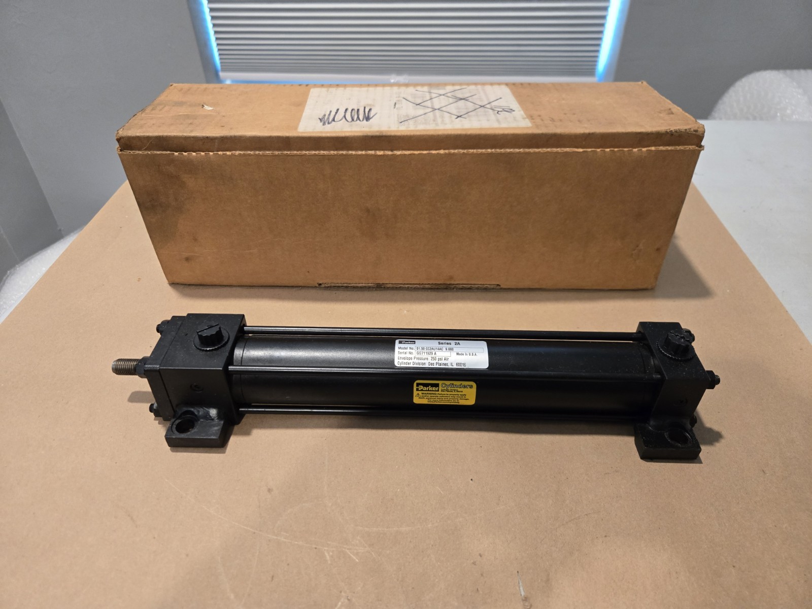 Parker Series 2A 250psi Air Cylinder Made In USA 01.50CC2AU14AC9.000