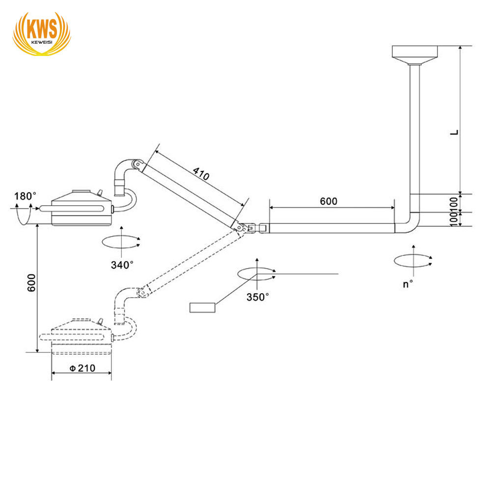 36W LED Ceiling Mounted Surgical Light Dental Medical Shadowless Light 800mm USA