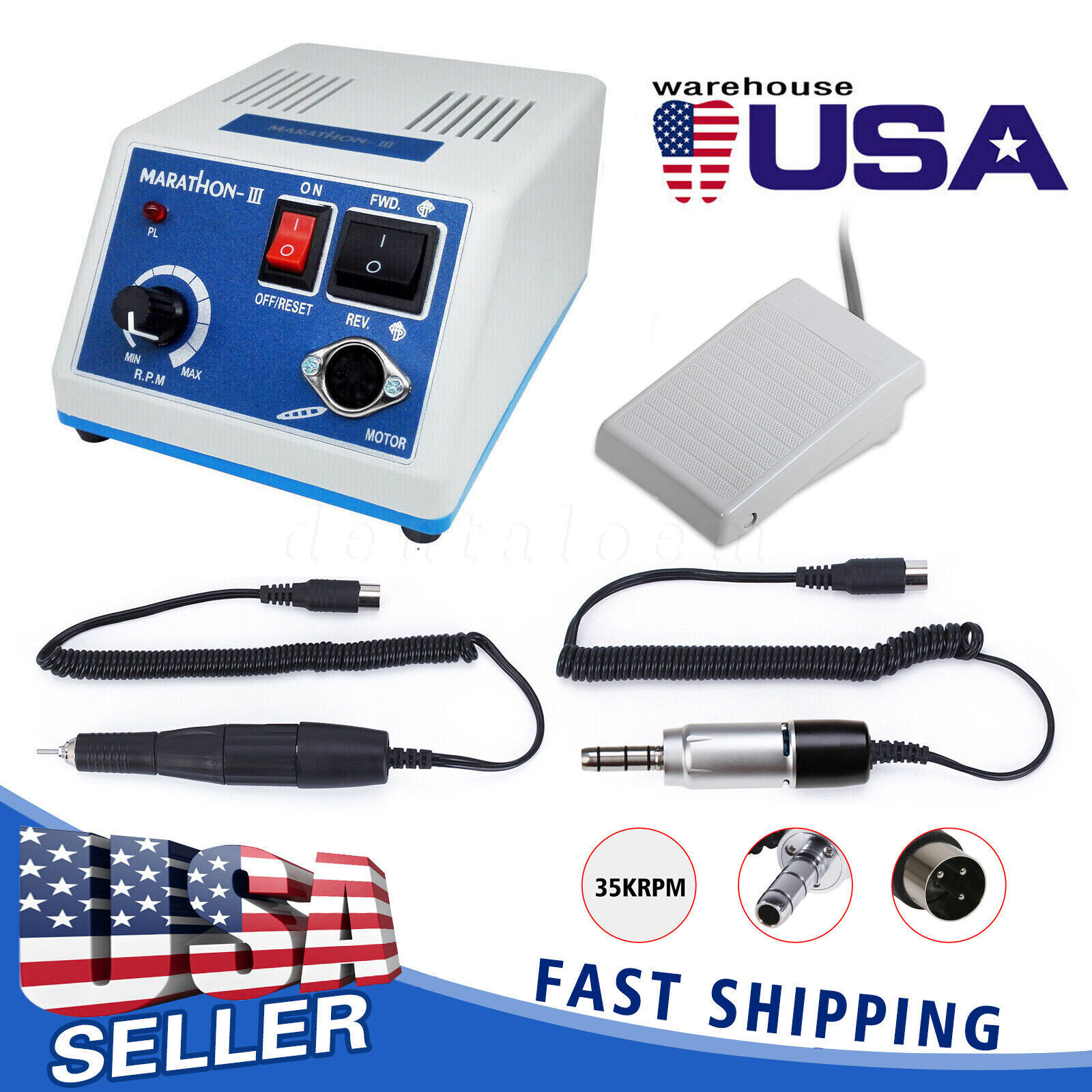 Dental Lab Marathon Electric Micromotor Polishing Unit / 35K rpm Motor Handpiece