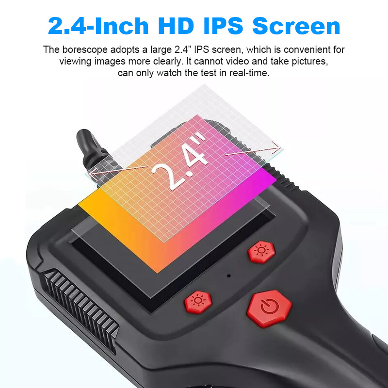 Industrial Endoscope Camera 2.4″ IPS HD 1080P 8mm Lens Pipe Sewer Inspection