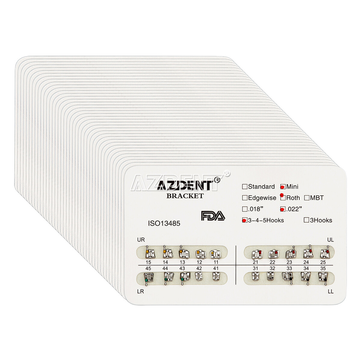 AZDENT Dental Orthodontic Bracket Braces Mini Standard Roth Edgewise MBT 018 022
