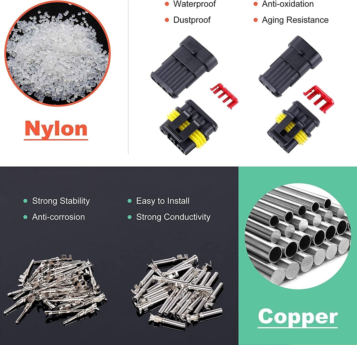 5/10 Sets Car Waterproof Electrical Wire Automotive Connectors 2/3/4/5/6Pin Plug