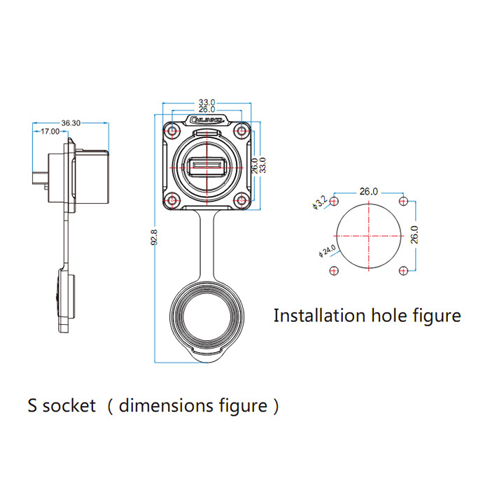 USB 3.0 Panel Mount Receptacles Connector Female Socket Waterproof IP67 Outdoor