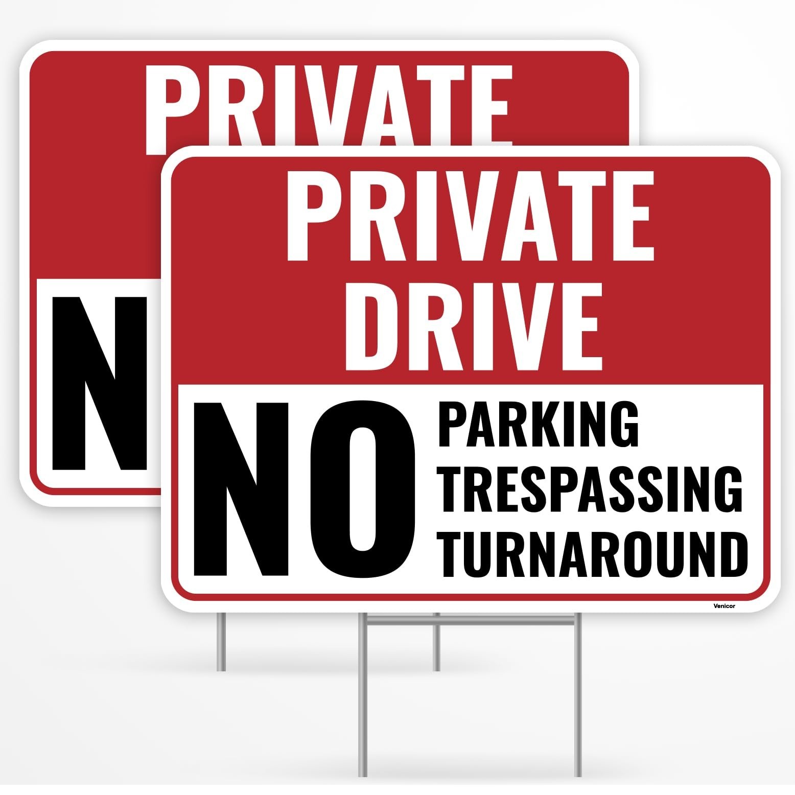 2PC Private Driveway No Turnaround Sign with Stake, 12 Inches by 9 Inches – C…