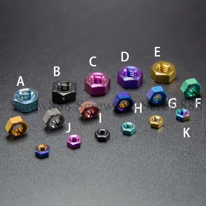 Titanium Hex Nut M4 M5 M6 M8 Nuts Grade 5 Fastener for Bike Motorcycle Car Boat