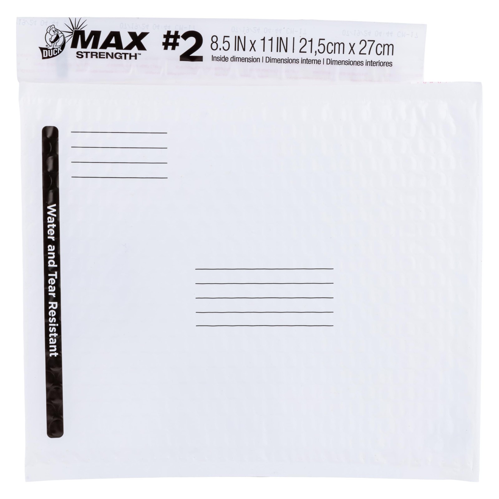 Duck Max 2 Poly Bubble Mailer White 8.5 Inch X 11 Inch 25 Pack