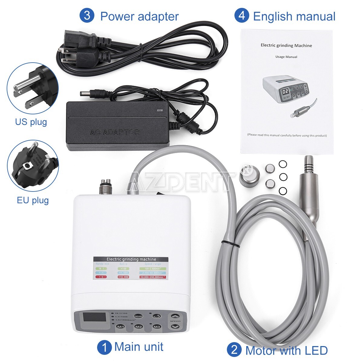 Dental Brushless LED Electric Micro Motor Internal Spray E-type 1:1/1:5/16:1 USA