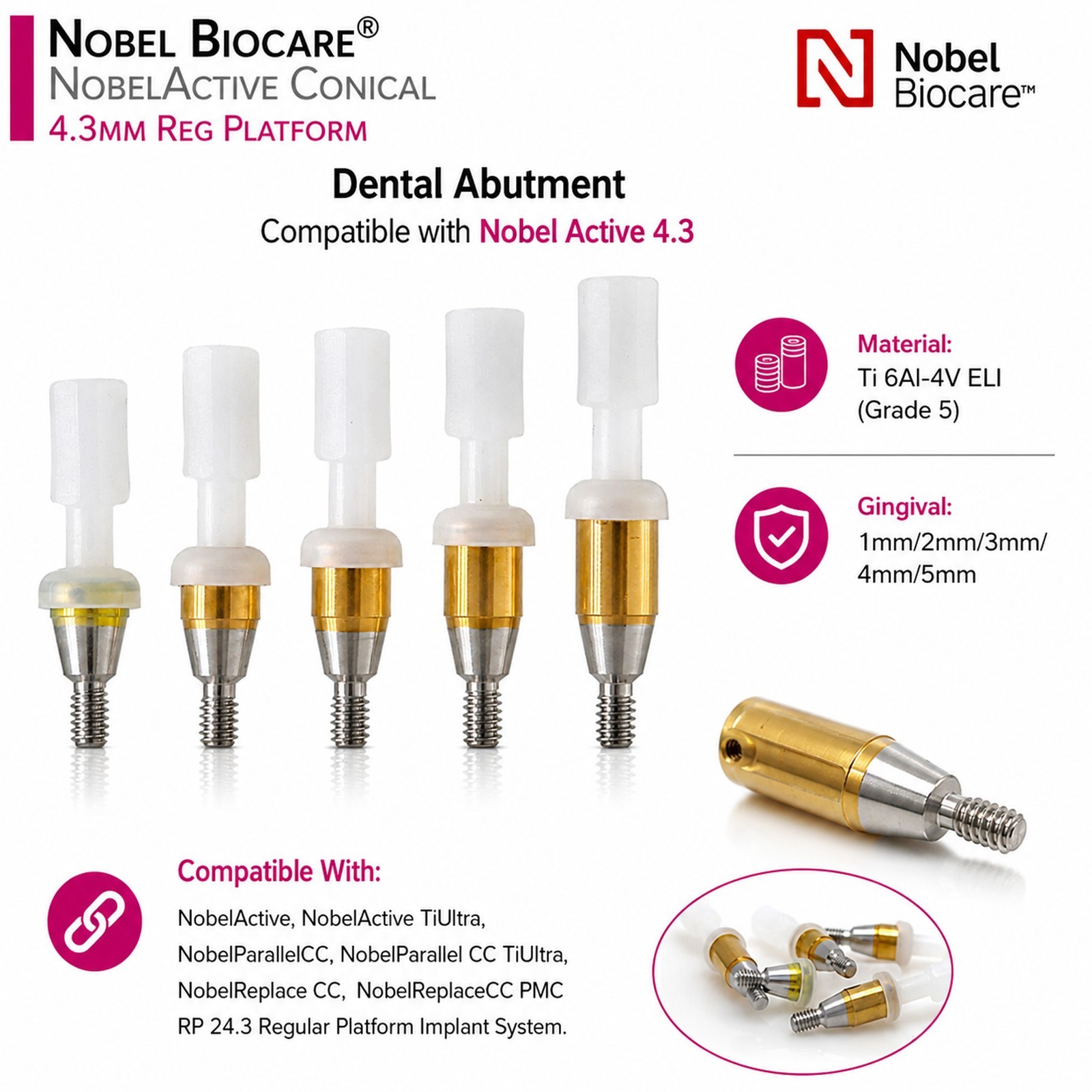US Dental ZEST Locator Tapered Abutment Nobel Active NP & RP Conical Connection