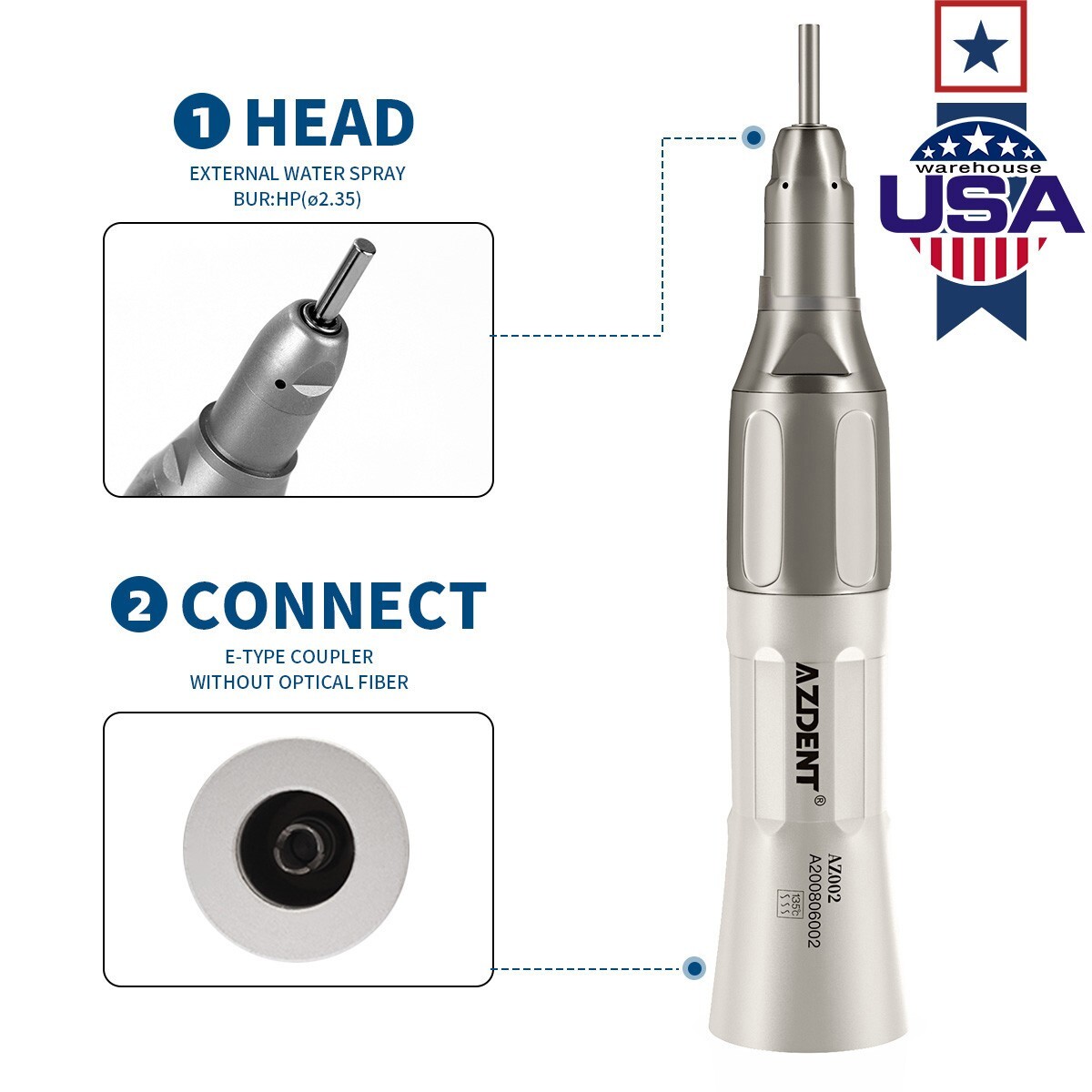 Dental Slow Low Speed Handpiece Straight Contra Angle Air Motor 2Hole/4Hole
